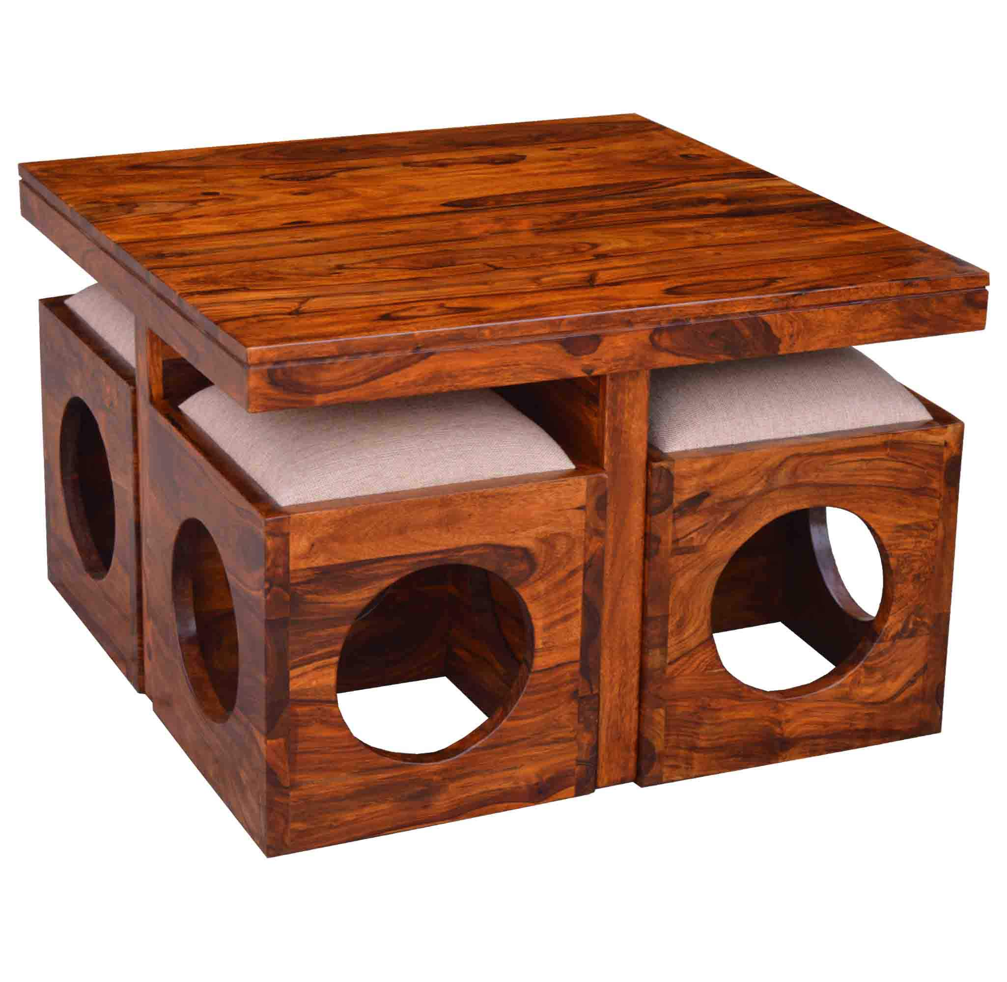 Buy Raj Handicraft Center Table Square Shape Solid Wood Contemporary