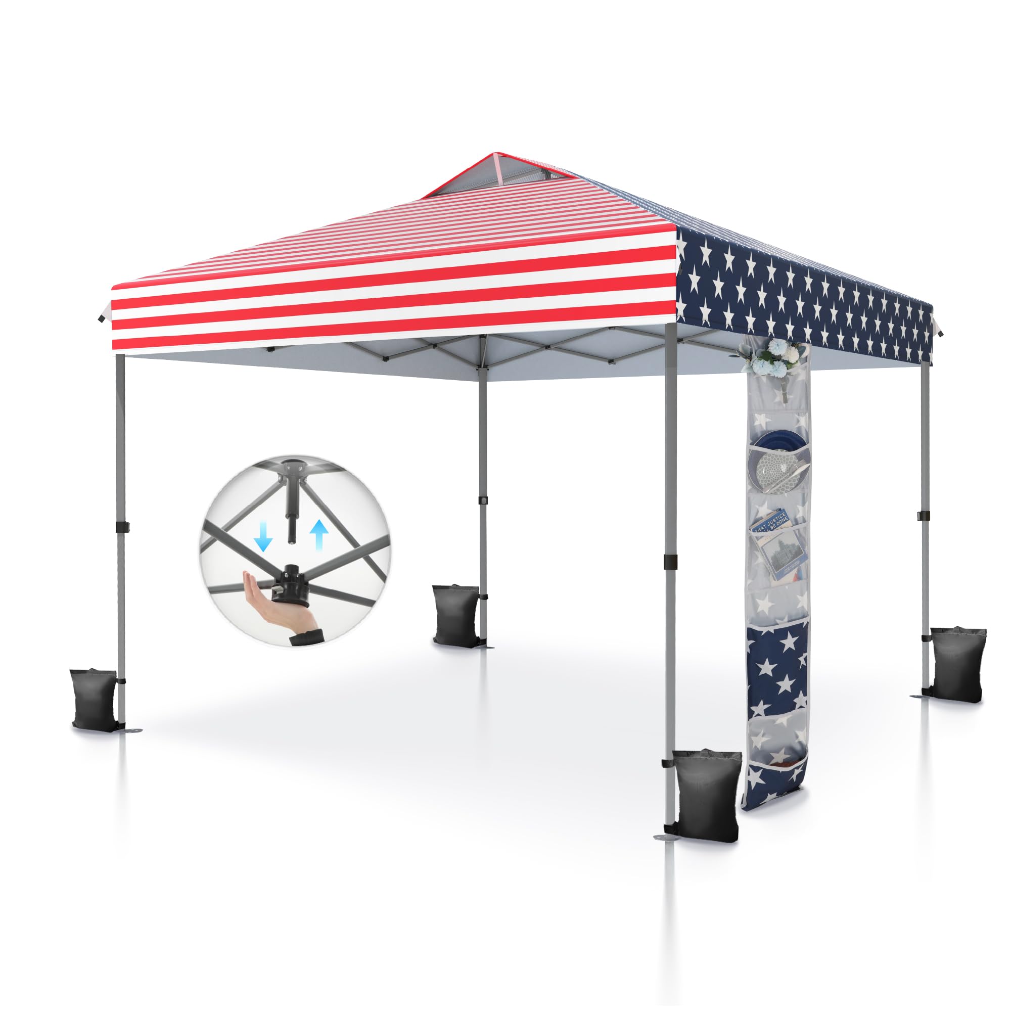 PHI VILLA 10x10 Pop Up Canopy Tent (American Flag)