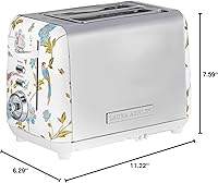 Vista 8 de VQ Laura Ashley Elveden White Stainless Steel 2 Slice Toaster Multi-Functional Bagels & Bread Toaster 2 Slice with Adjustable Heating & Defrost