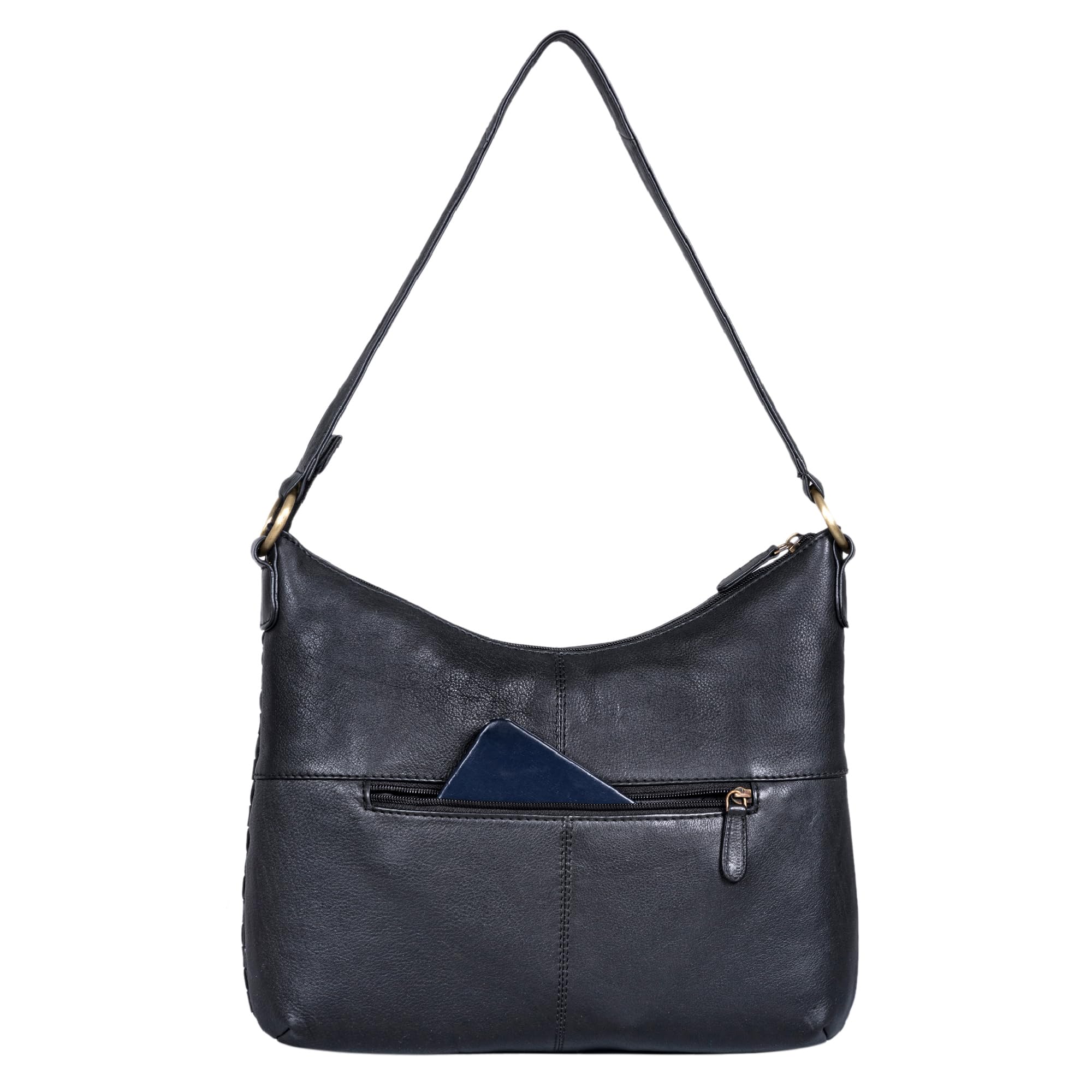 STILORD Katharina Elegante Bolso de asa de Piel Tejida con Bandolera Desmontable Bolso de Noche Bolso de Viaje de Piel auténtica Color:Negro