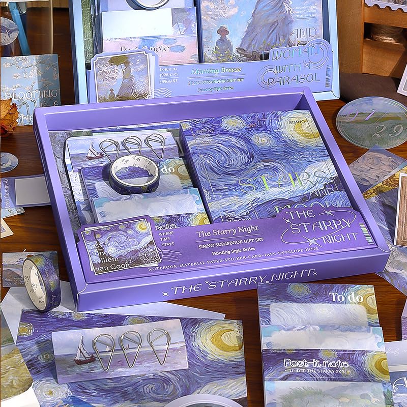 Image of WEMOL Vintage Journal Scrapbook Pack Kit for Art Journaling Bullet, Planners DIY Paper Stickers, Craft Kits Notebook, Collage Album Aesthetic Sticker (Blue Starry Night)