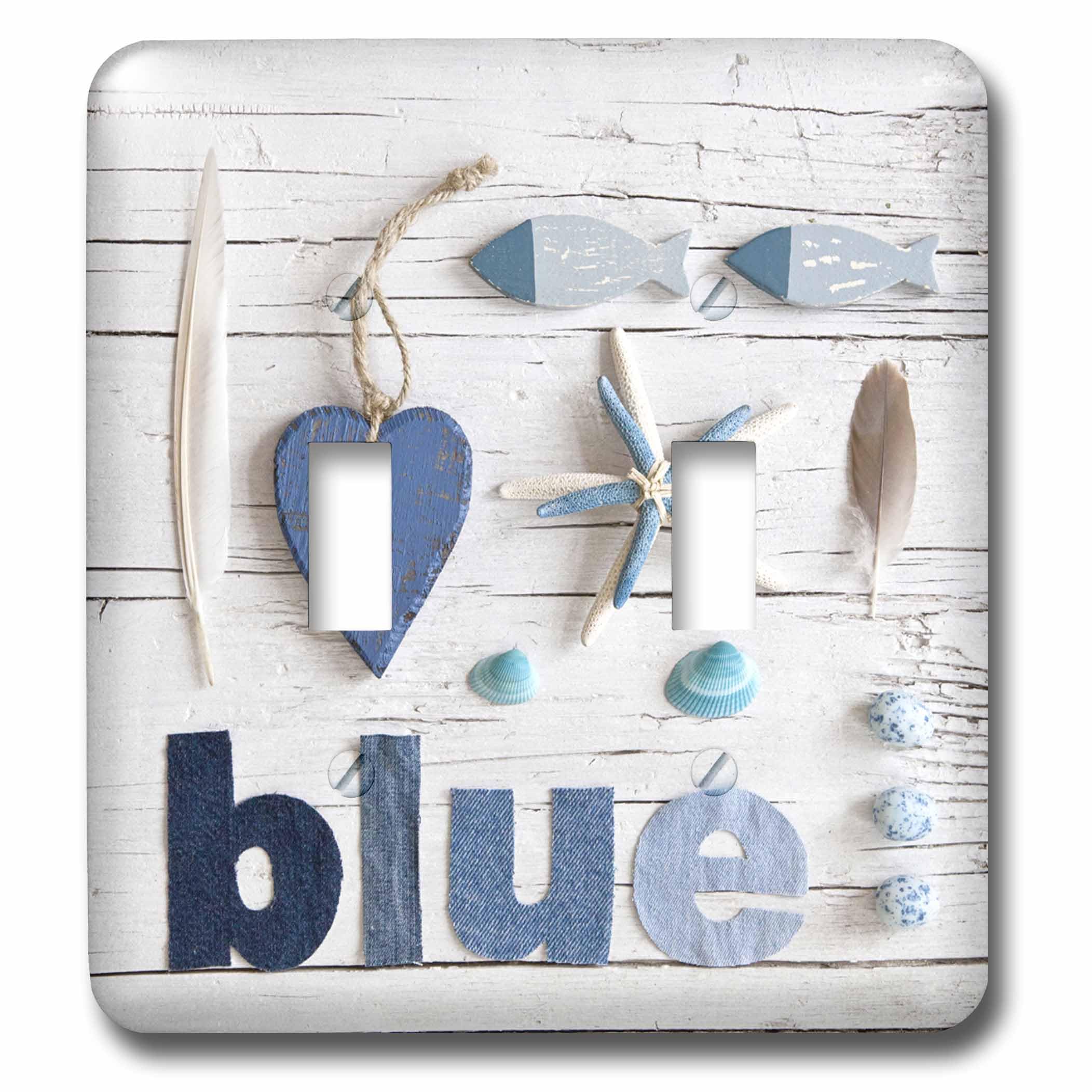 Plaque interrupteur imprimé lettres bleu denim et motifs marins multicolores lsp_266549_2