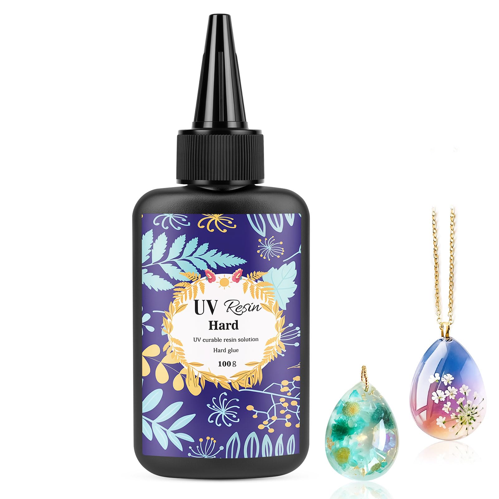 Adiwo UV Resin 100g, UV Cure Resin Jewellery Making, Crystal Clear, Ultraviolet Resin, Clear Hard UV Cure Resin, Fast Cure for Jewellry Making Art Pendants, Earrings, Bracelets, Necklaces