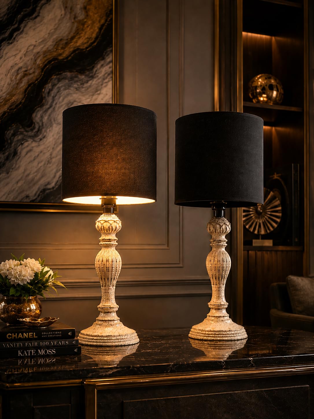 tu casa Mango Wood Table Lamp - Black & Print -6 tu casa Mango Wood Table Lamp - Black & Print -6
