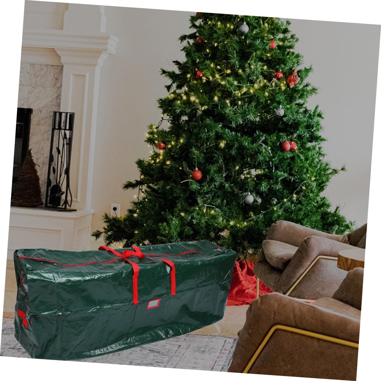 Christmas Tree Storage Bag with Handles PE Material Tree Pouch for Holiday Decoration Dustproof and Water-resistant Organizer and Bulky Items Green