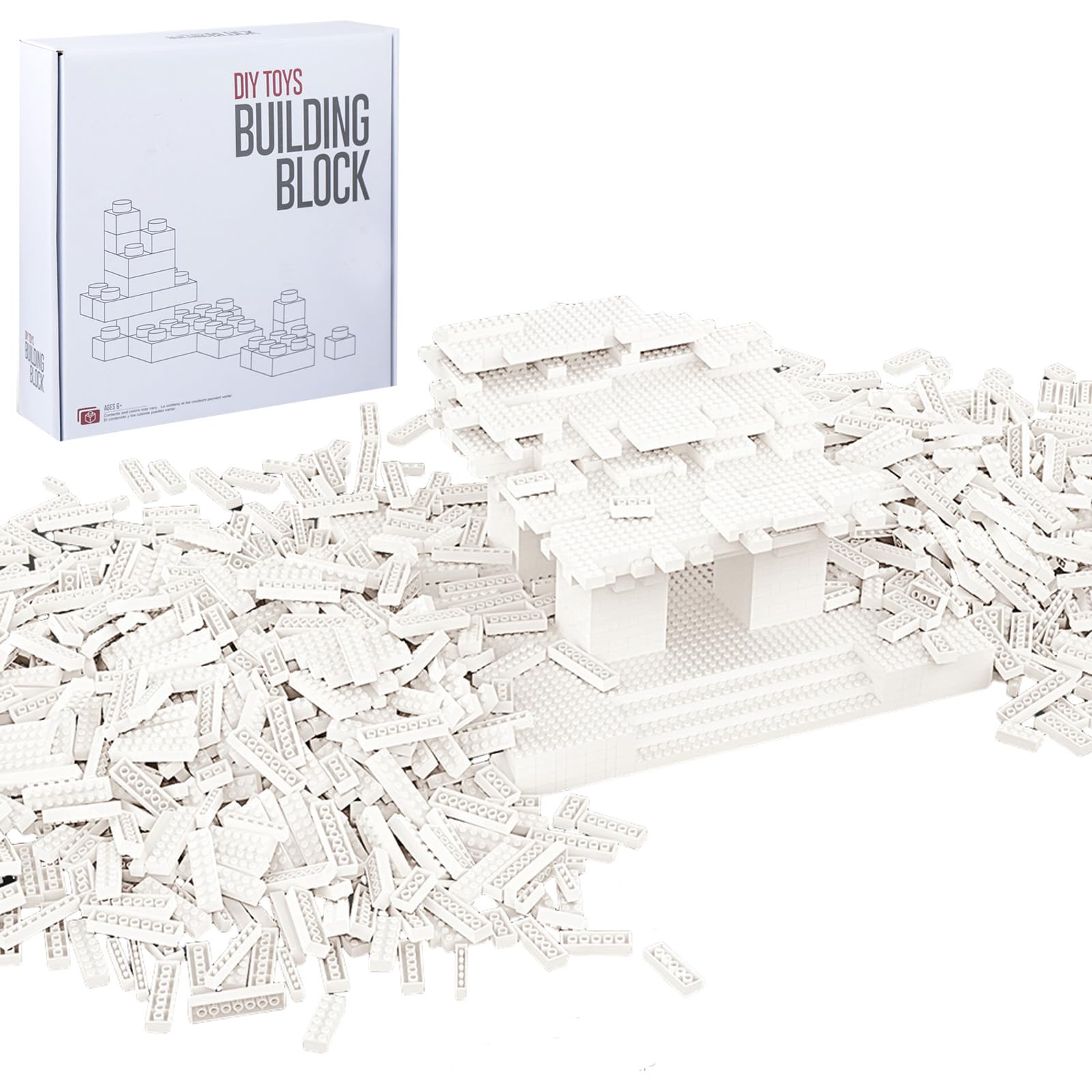 Lekebaby Classic 1500 Pieces Building Bricks Kit Basic Brick Set Classic Colors for Kids Creative Play, Compatible with All Major Brands, Gifts Educational Toy for Boys Girls 6 Years Old and Up(White)