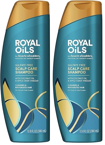 Head & Shoulders Royal Oils Champú anticaspa para el cuidado del cuero cabelludo sin sulfato para cabello natural, rizado y rizado, con aceite de