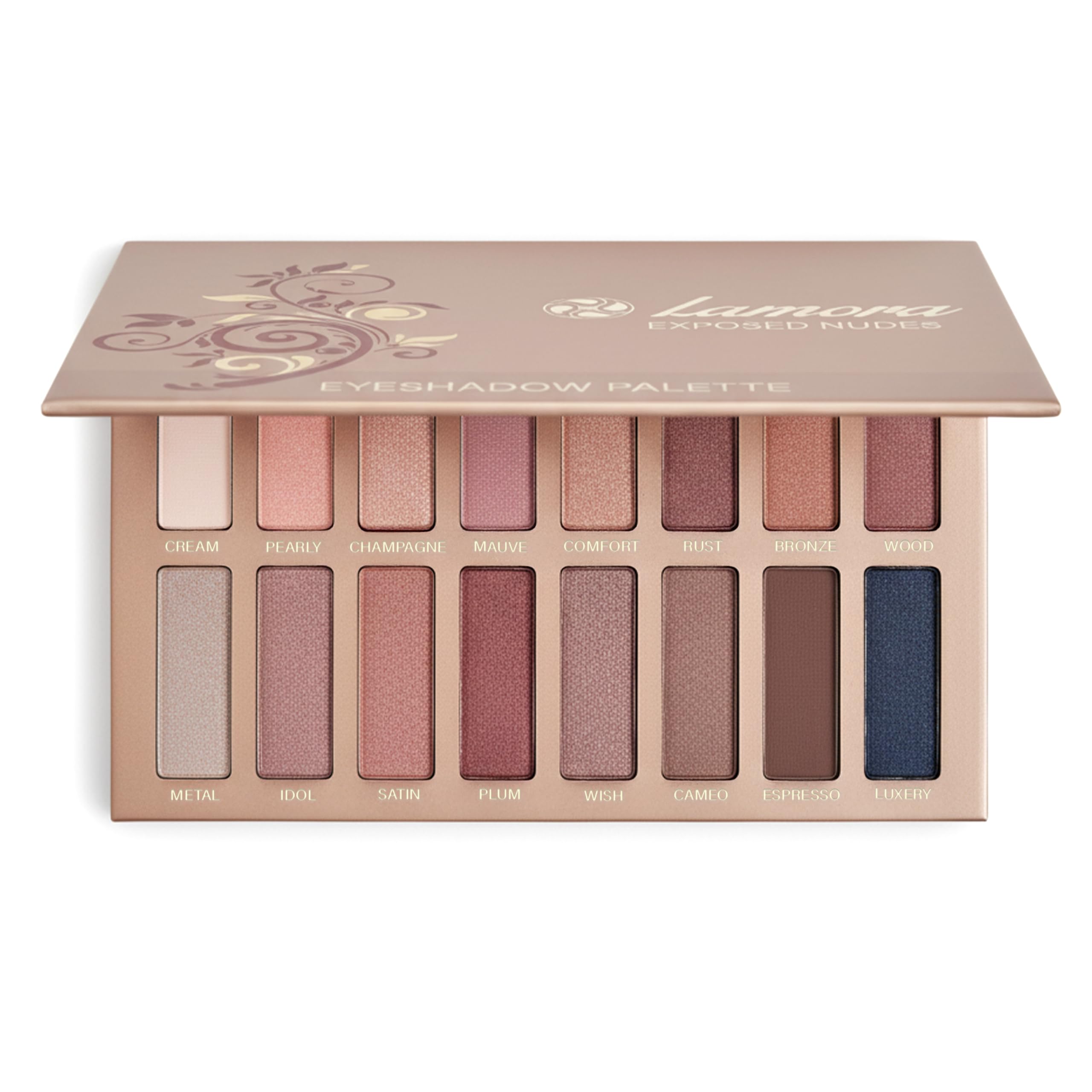 Best Pro Eyeshadow Palette Makeup - Matte + Shimmer 16 Colors - Highly Pigmented - Professional Nudes Warm Natural Bronze Neutral Smoky Cosmetic Eye Shadows - Lamora Exposed