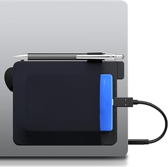 Adhesive Portable Hard Drive Sleeve for Laptop, Compatible with External Portable HDD Hard Disk Drive, Cable and More, Stick on External Hard Drive Carrying Case with Pencil Pouch, Black
