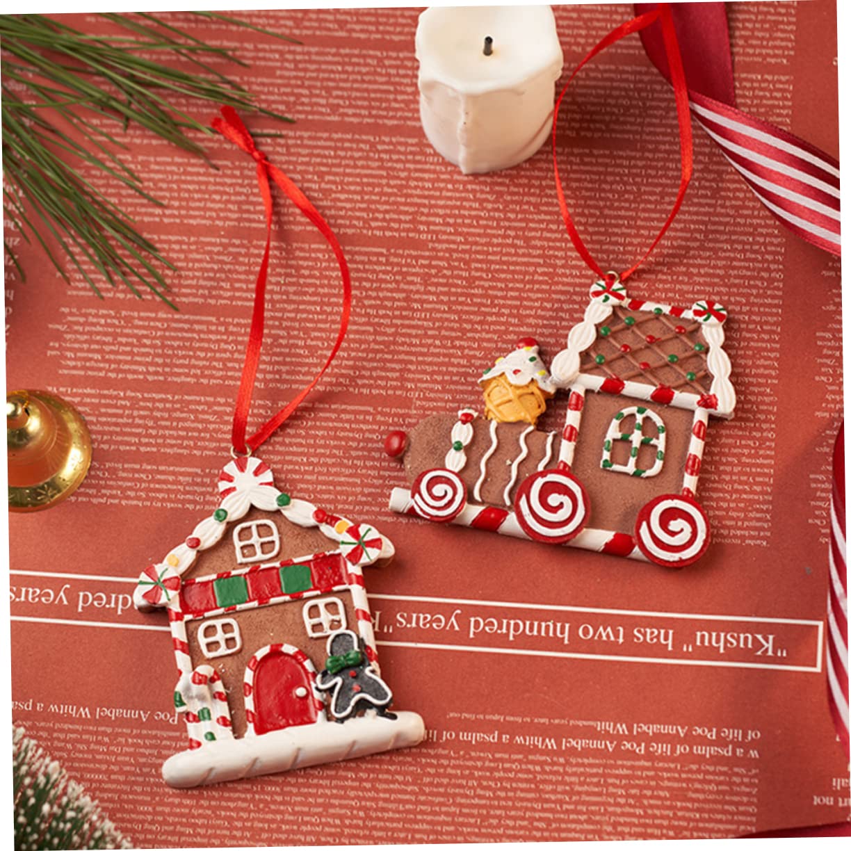 ABOOFAN 4piezas Adorno Colgante De Resina para Árbol De Navidad Decoración Festiva De Gingerbread para Mejorar La Apariencia para Puerta Pared Ventana Porche