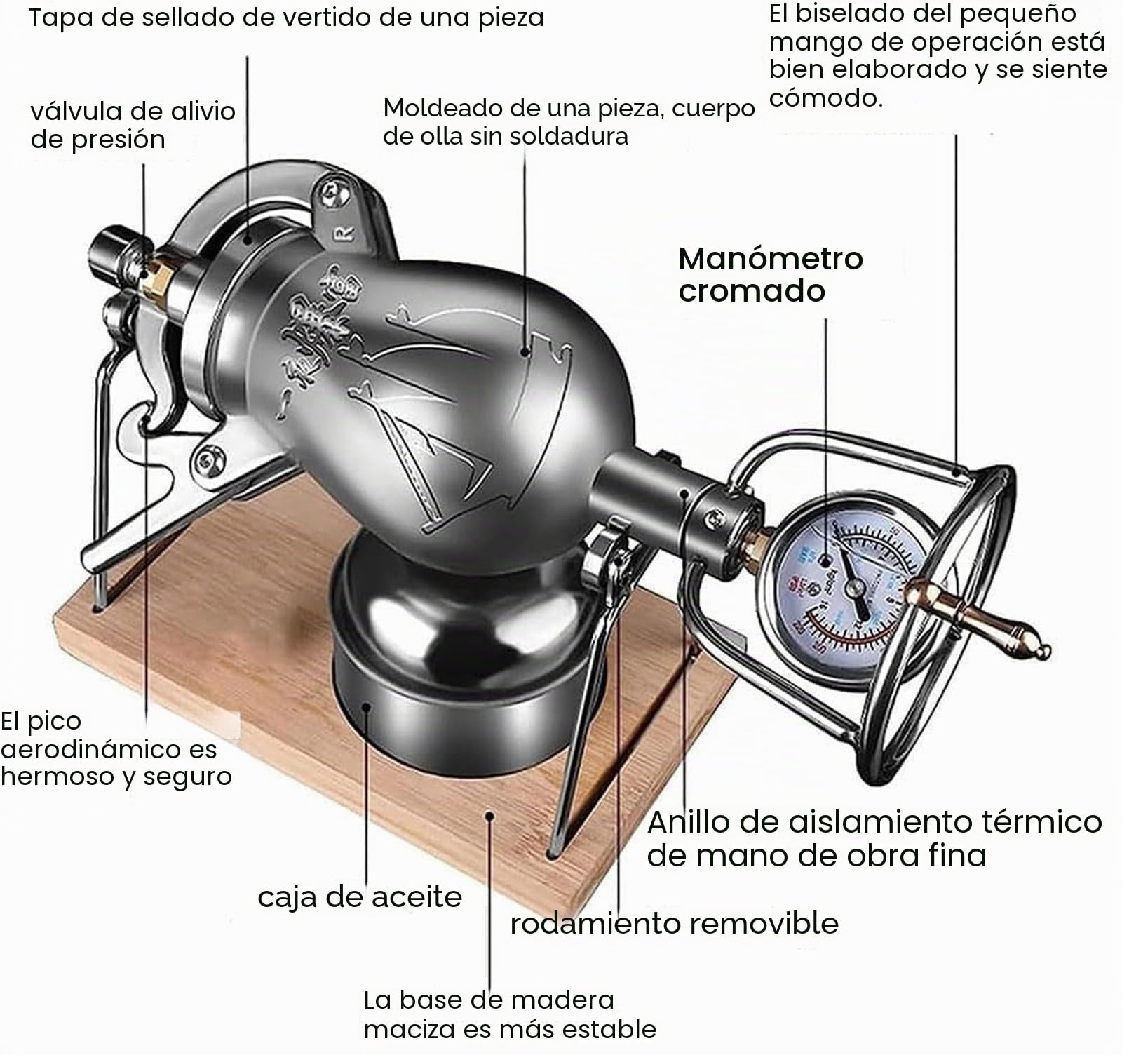 MáQuina de Palomitas de Aire Caliente, MáQuina de Palomitas de MaíZ Tradicional China de Alta PresióN, Olla de Acero Inoxidable para Palomitas, Amplificador de Granos(200ml)