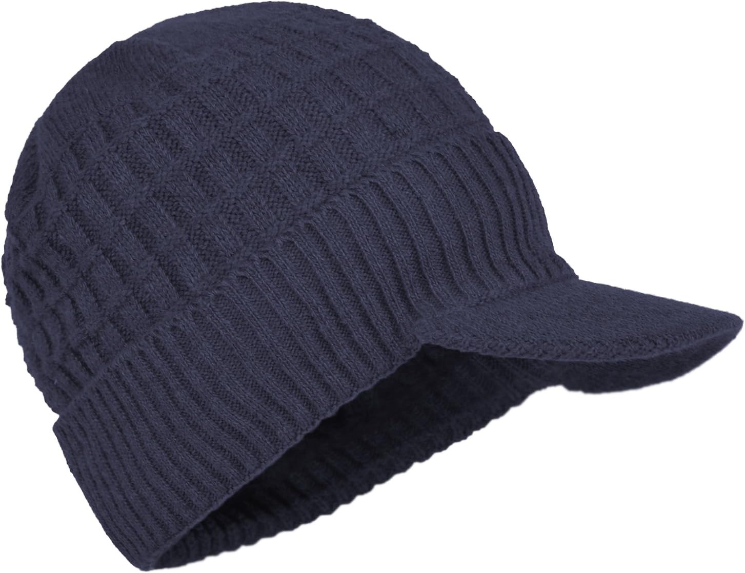 Janey&Rubbins Sports Winter Outdoor Knit Visor Hat Billed Beanie with Brim Warm Fleece Lined for Men and Women - Image 2