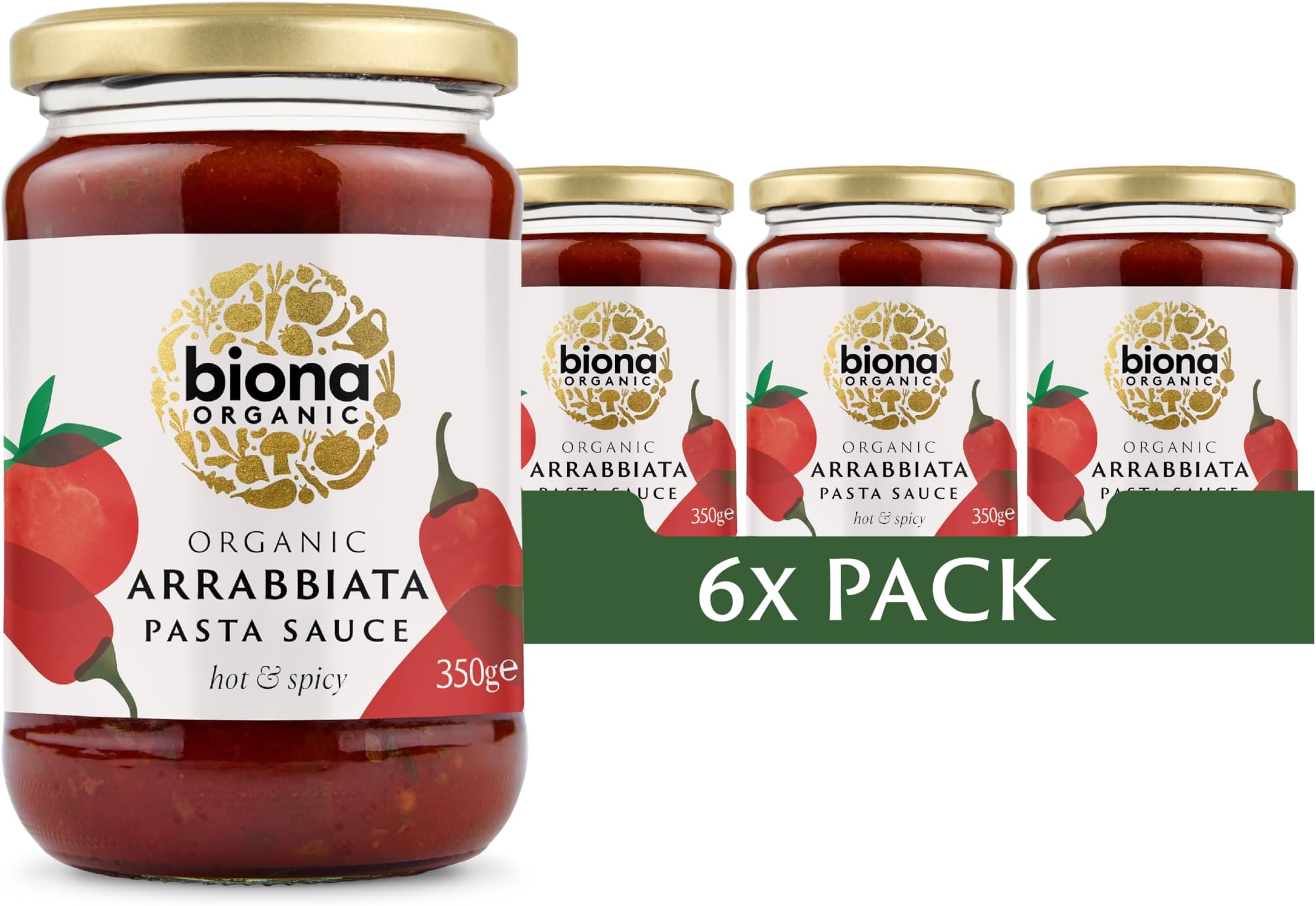 Organic Arrabbiata Hot and Spicy Pasta Sauce 350g (Pack of 6)