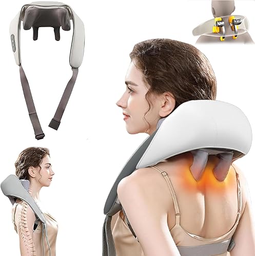 Therapexa Masajeador de cuello y hombros  Therapexa, masajeador Shiatsu de cuello y espalda con calor, masaje profundo 6D, masajeador de cuello