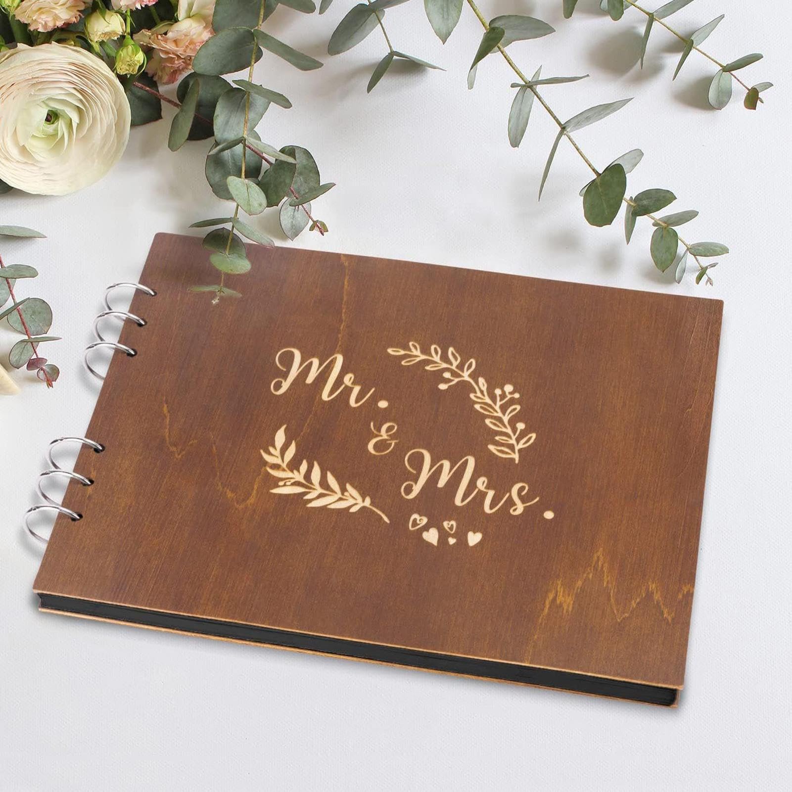 Libro De Firmas Para Bodas Encuadernación En Cubierta De Madera Libro De