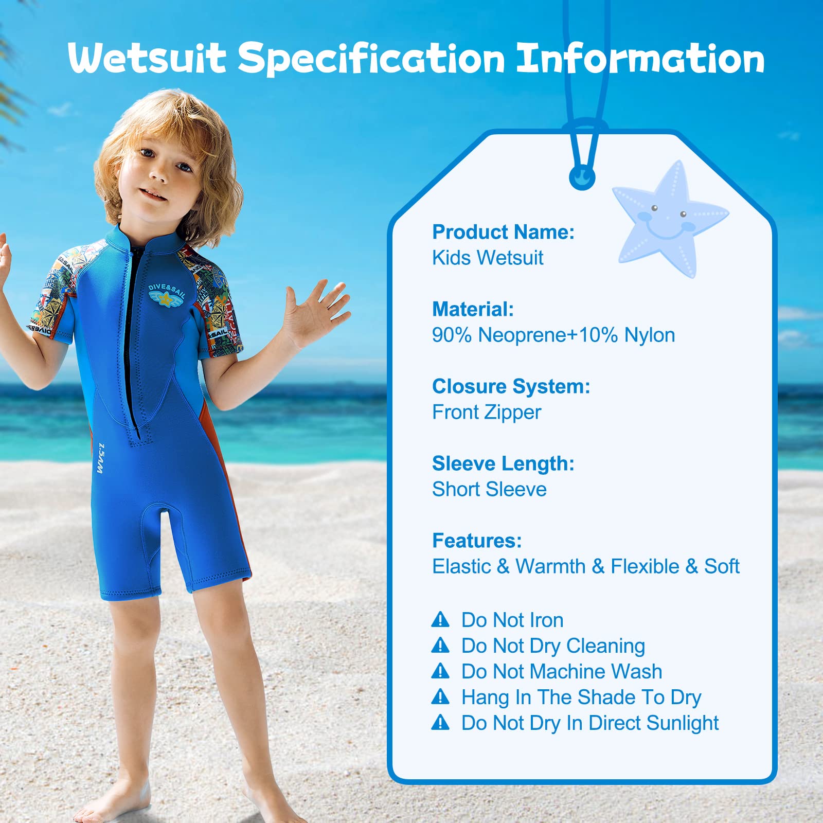 Traje de Neopreno para Niños Traje de Baño de Buceo Térmico de Neopreno Corto, 2,5mm Una Pieza Trajes de Neopreno para Deportes Acuáticos Surf Natación Buceo