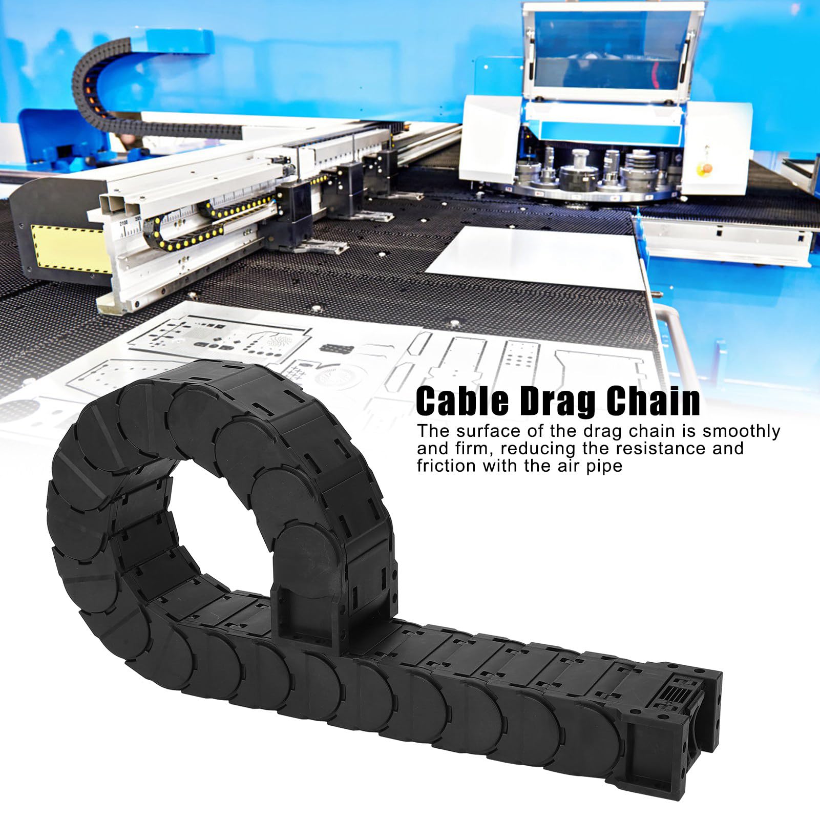 ANKROYU Cable Drag Chain, Nylon Wire Carrier Drag Chain, Enclosed Low Noise Series Tank Towlines, Removable Assembly for Engraving Machine (D30x77 Length 1m)