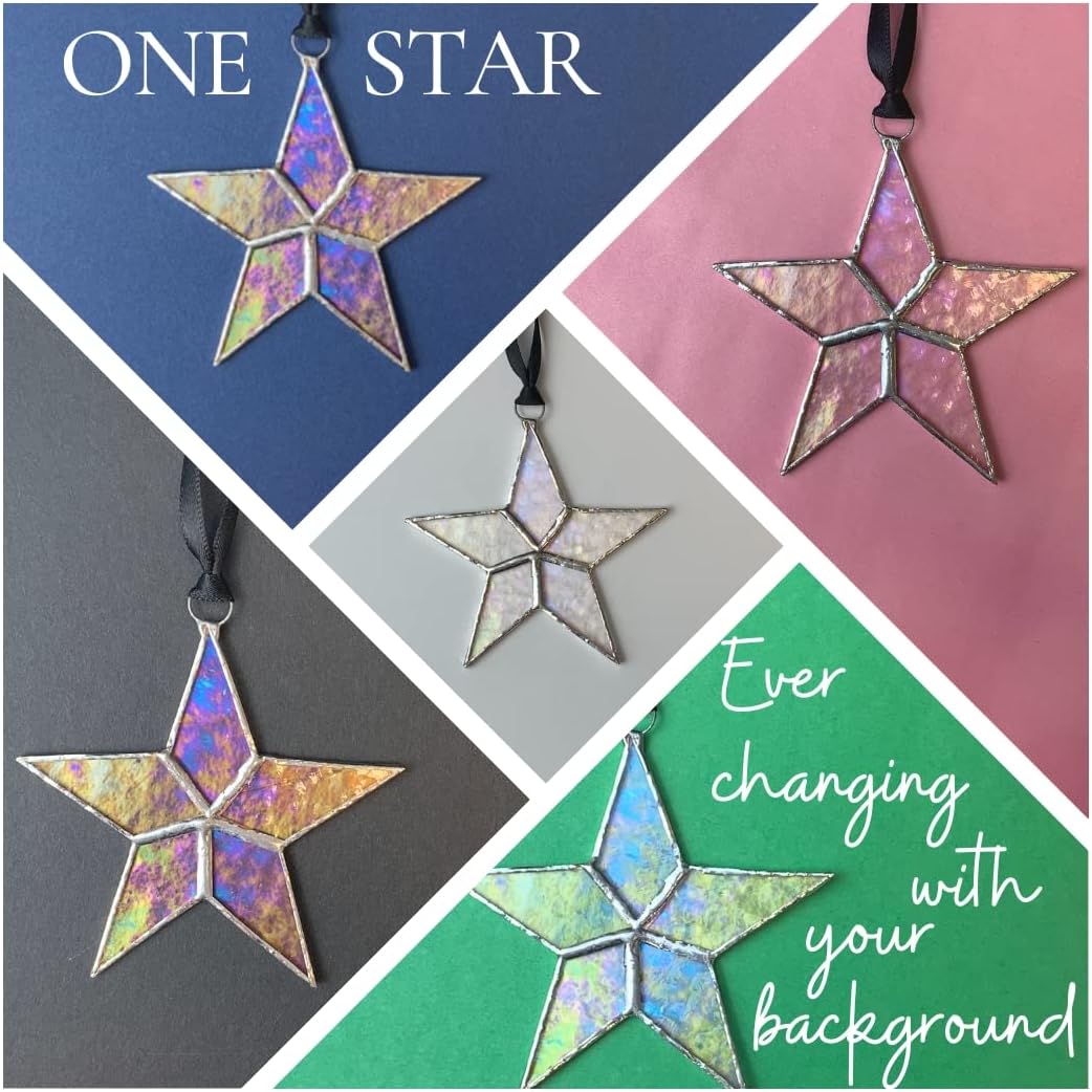 Thank You Gift Set- Forever Grateful Wind Chime with Engraved Thank You Message and Iridescent Stained Glass Star with Thank You Sentiment- Appreciation Gift/Gratitude Gift