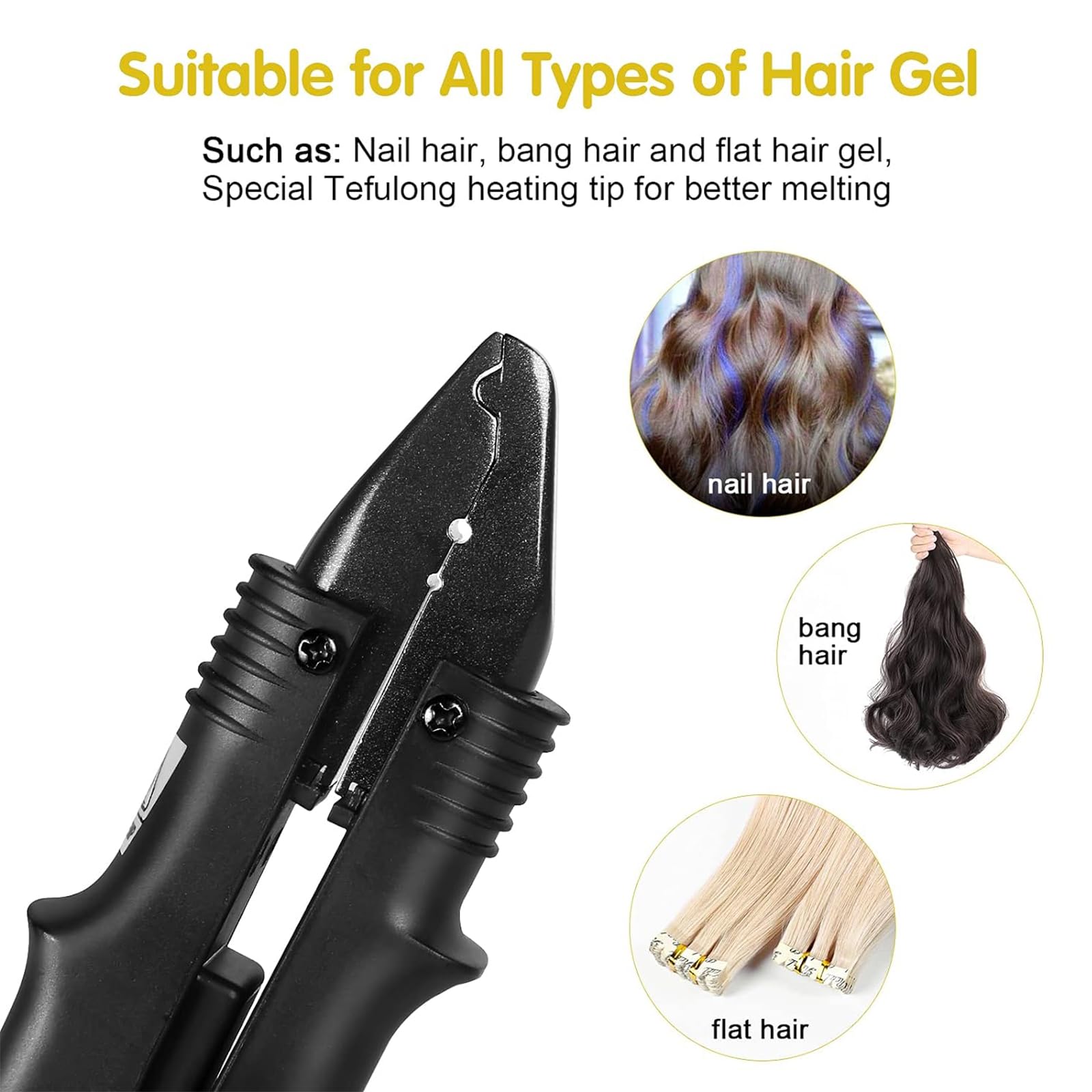 PAWACA Hair Extensions Tools?Professional k Tips Real Human Hair Fusion Hair Extensions Machine?Fast Heat-up Connector Wand Bonding Melting Tool Heat Iron for Salon Fashion Women