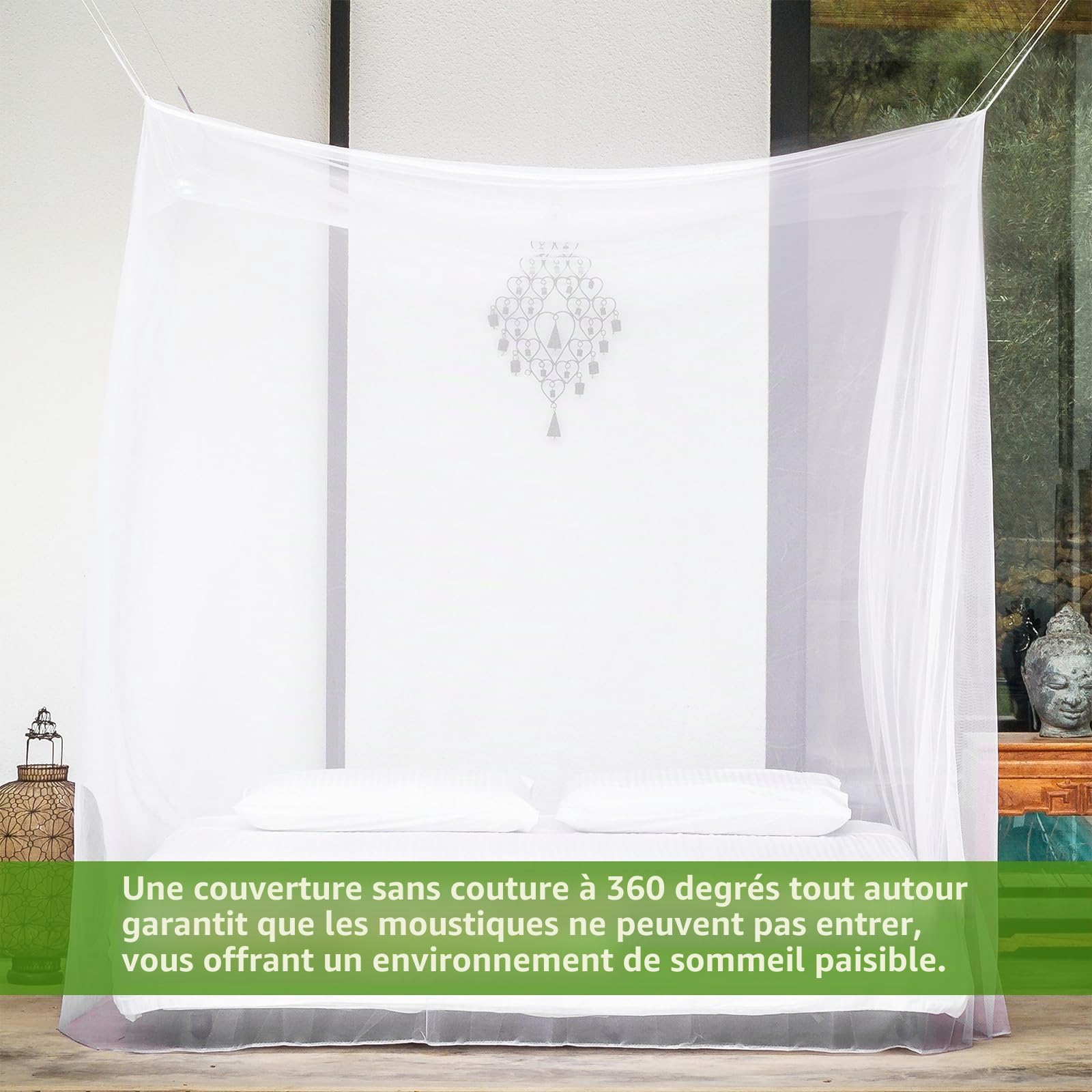 Rierousy Moustiquaire de voyage 220 x 200 x 200 cm - En forme de cube - Blanc - Lit double - Pour la maison et la protection contre les moustiques en plein air - Sac de transport, NX-wenzhang01