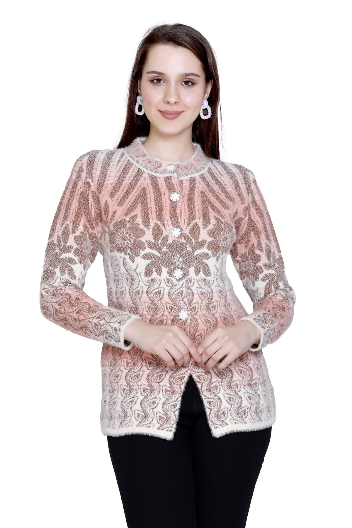 chatanya Premium Women's Buttoned Pure Woollen Knitted Cardigan/Sweaters-picture-15