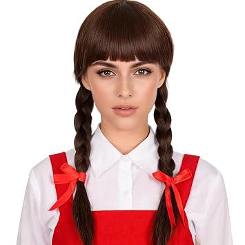 Topcosplay Women or Girl Long Brown Braids Wig Halloween Costume Cosplay Wigs Dark Brown