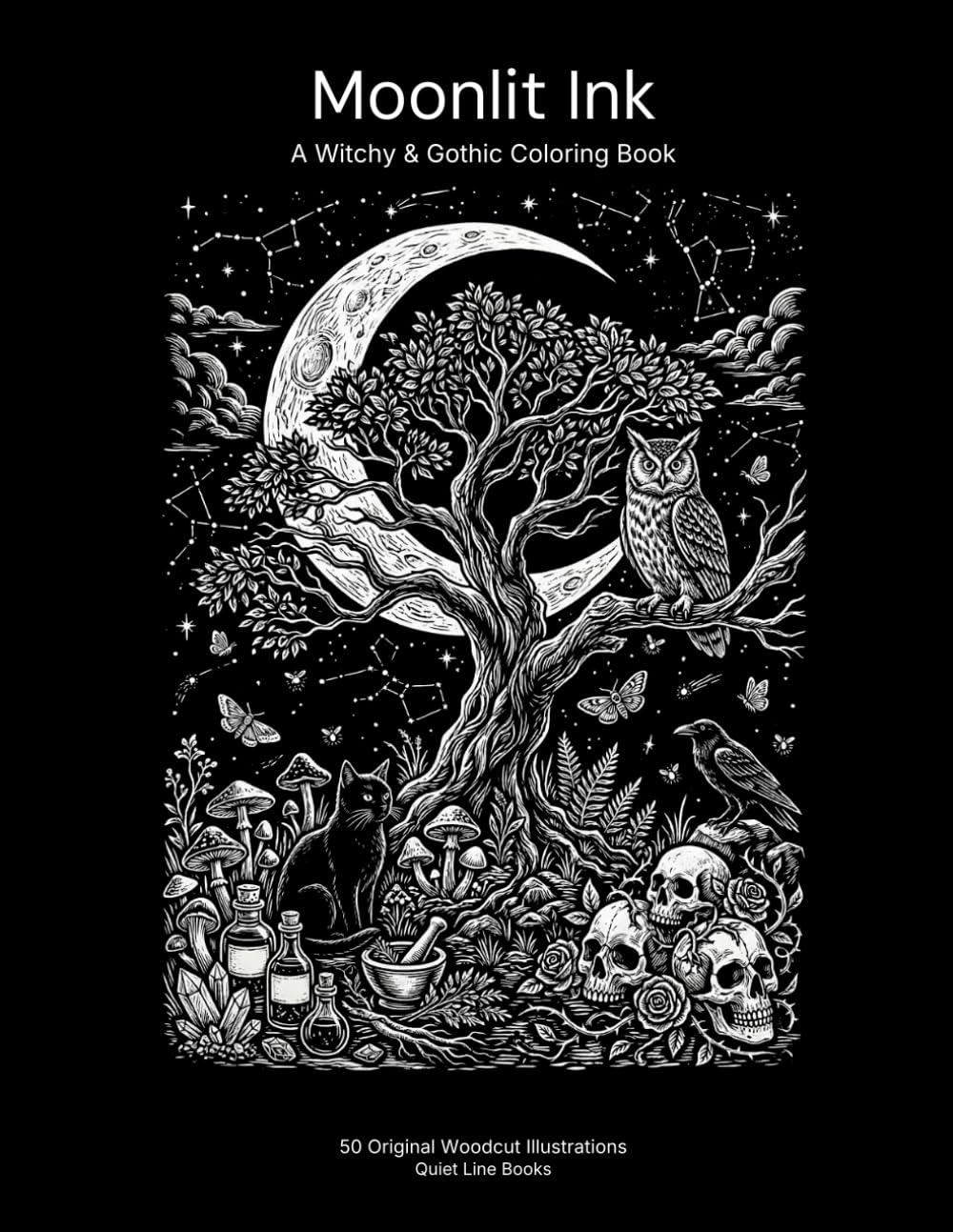 Moonlit Ink: A Witchy & Gothic Coloring Book (Quiet Line Books Coloring Collection)