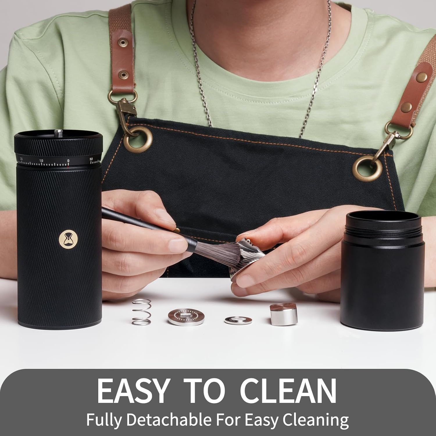 TIMEMORE Manual Coffee Grinder Espresso Stainless Steel Coffee Grinder with Capacity 25g Chestnut S3 Numerical External Adjustable Setting Grinder for Travel, Camping, Home Black