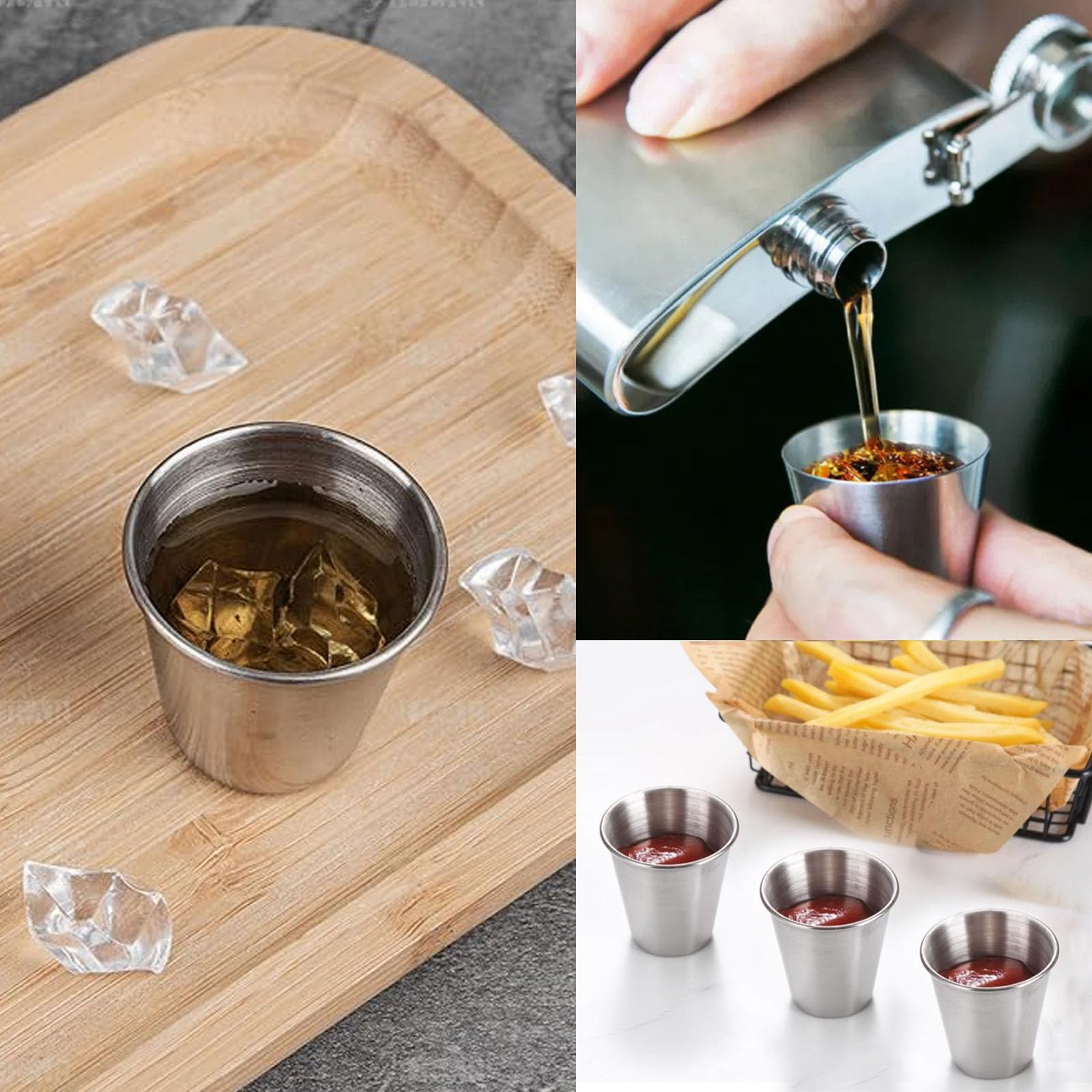 Mini vasos de chupito de acero inoxidable, juego de vasos de chupito de whisky de 10.1 onzas líquidas, vaso de chupito para café expreso, recipiente para el hogar, bar, viajes, fiesta (30 ml)