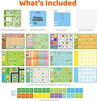 Activity Box, Add-on for Talebot Coding Robot with 6 Double-Sided Interactive Cards with 10 Themes, 98 Stickers, 32 Command Cards, Educational STEM Games for Kids Aged 3-5