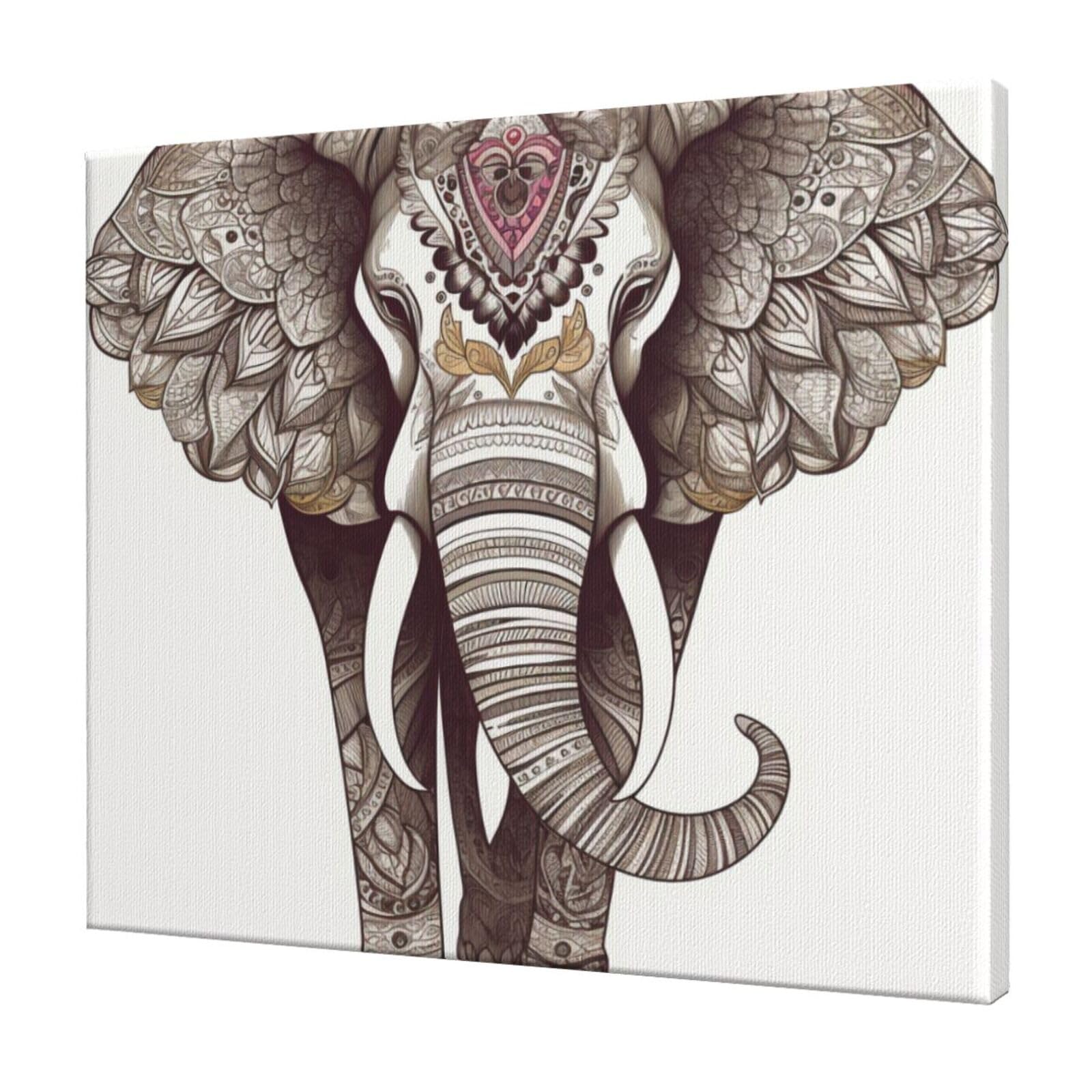 YKLJG Elephant art Printed Wall Art Canvas Prints 60x50 CM Wooden Framed Picture Painting Artwork for Bedroom Kitchen Home Office Decor