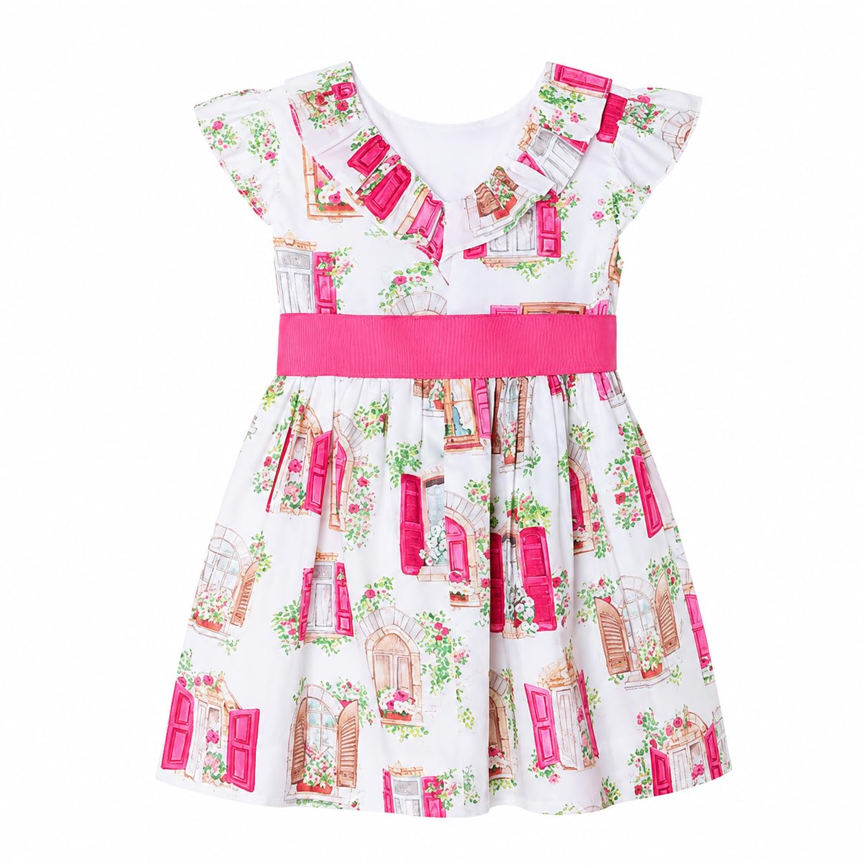Generico Mayoral Vestito Bambina in Cotone con Stampa e Fiocco Decorativo, 3940