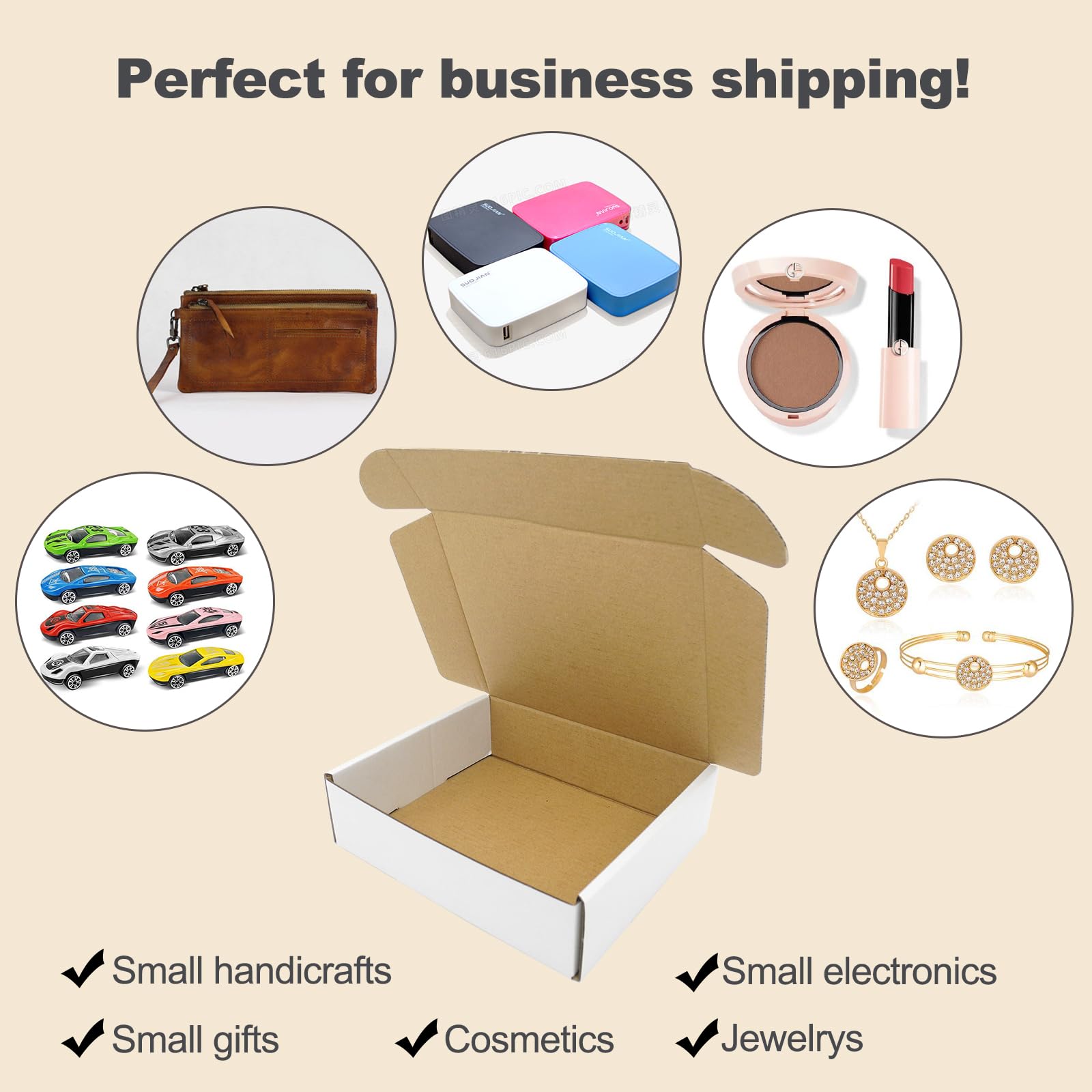 Lot de 50 petites boîtes d'expédition blanches en carton ondulé pour emballage professionnel 15,2 x 10,2 x 5,1 cm