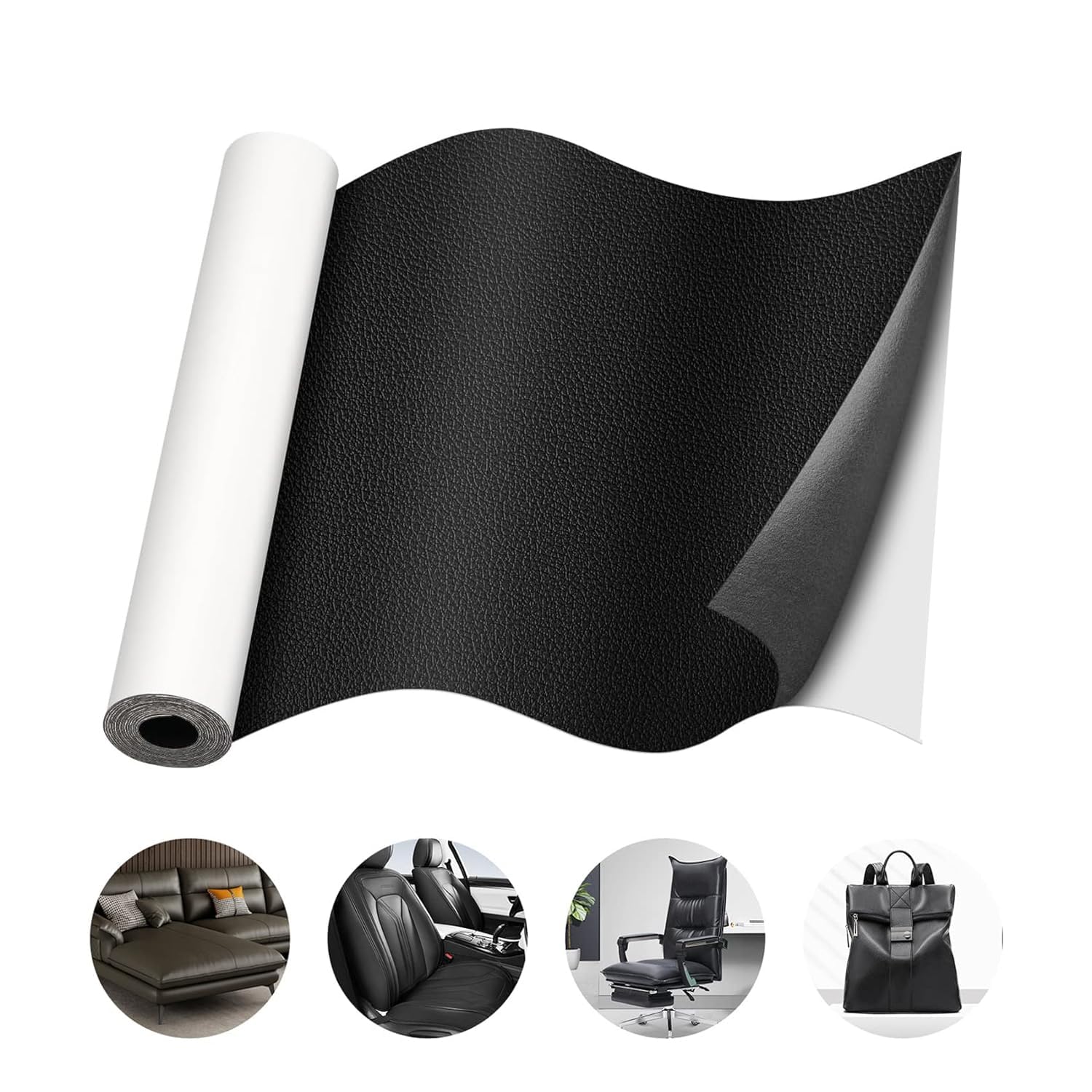 Aowin Leather Repair Patch,Leather Repair Tape,Self Adhesive Reupholster Tape Patches Kit,Large Repair Tape for Furniture Couch Car Seats Sofa Office Chairs Fabric Fix Tear(137X50cm,Black)