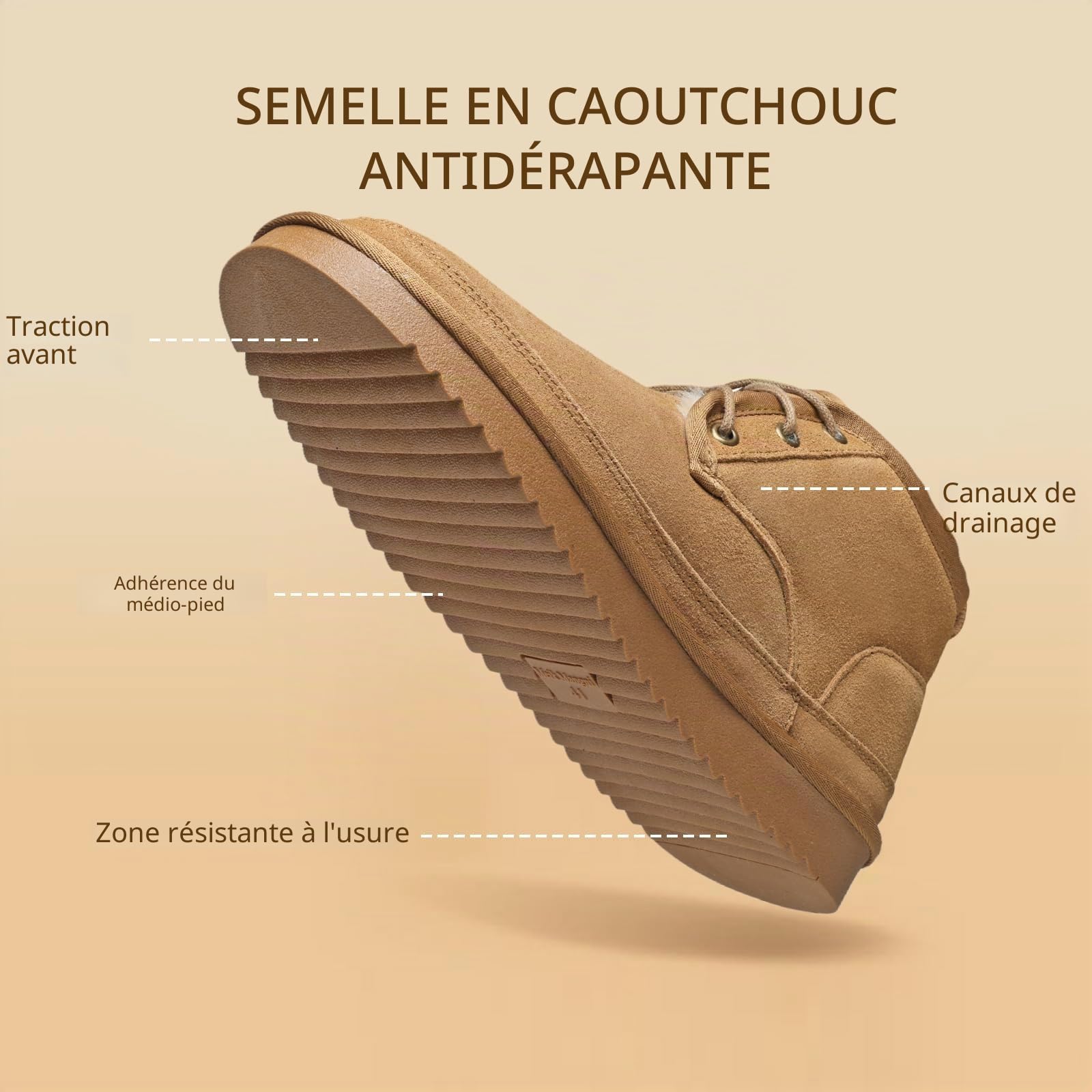 Meik Mangni Bottes de Neige Femme Bottines Hiver Homme Doublure Chaud Peluche Courte Bottines Confortable Imperméables Antidérapant Plates Chaussures Extérieur