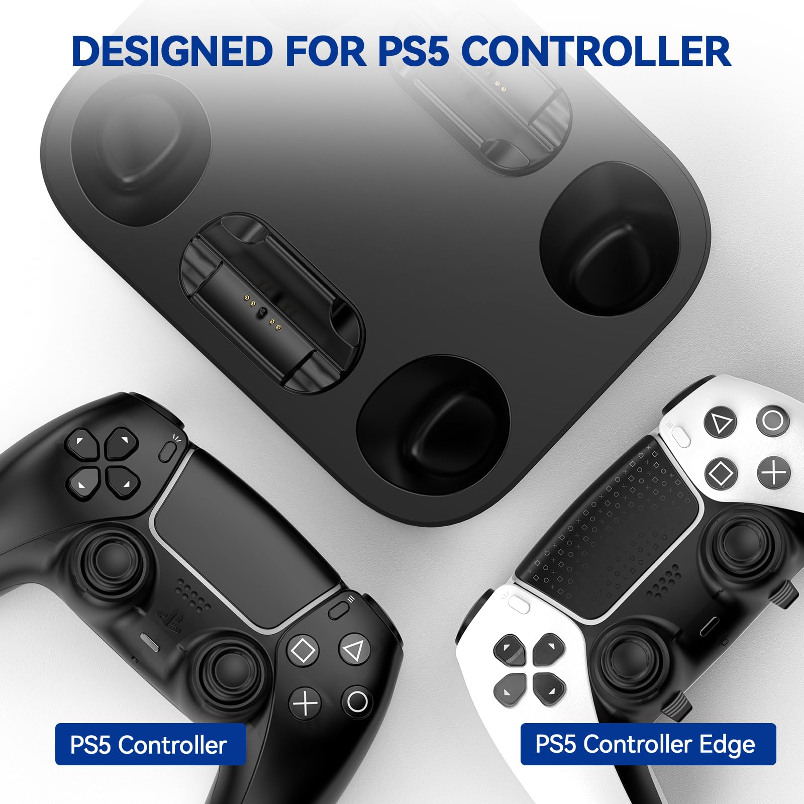 LVFAN Stazione di ricarica per controller PS5, controller PS5, dock di ricarica veloce con protezione chip di sicurezza e indicatore LED, stazione di ricarica per controller Playstation 5 (nero)