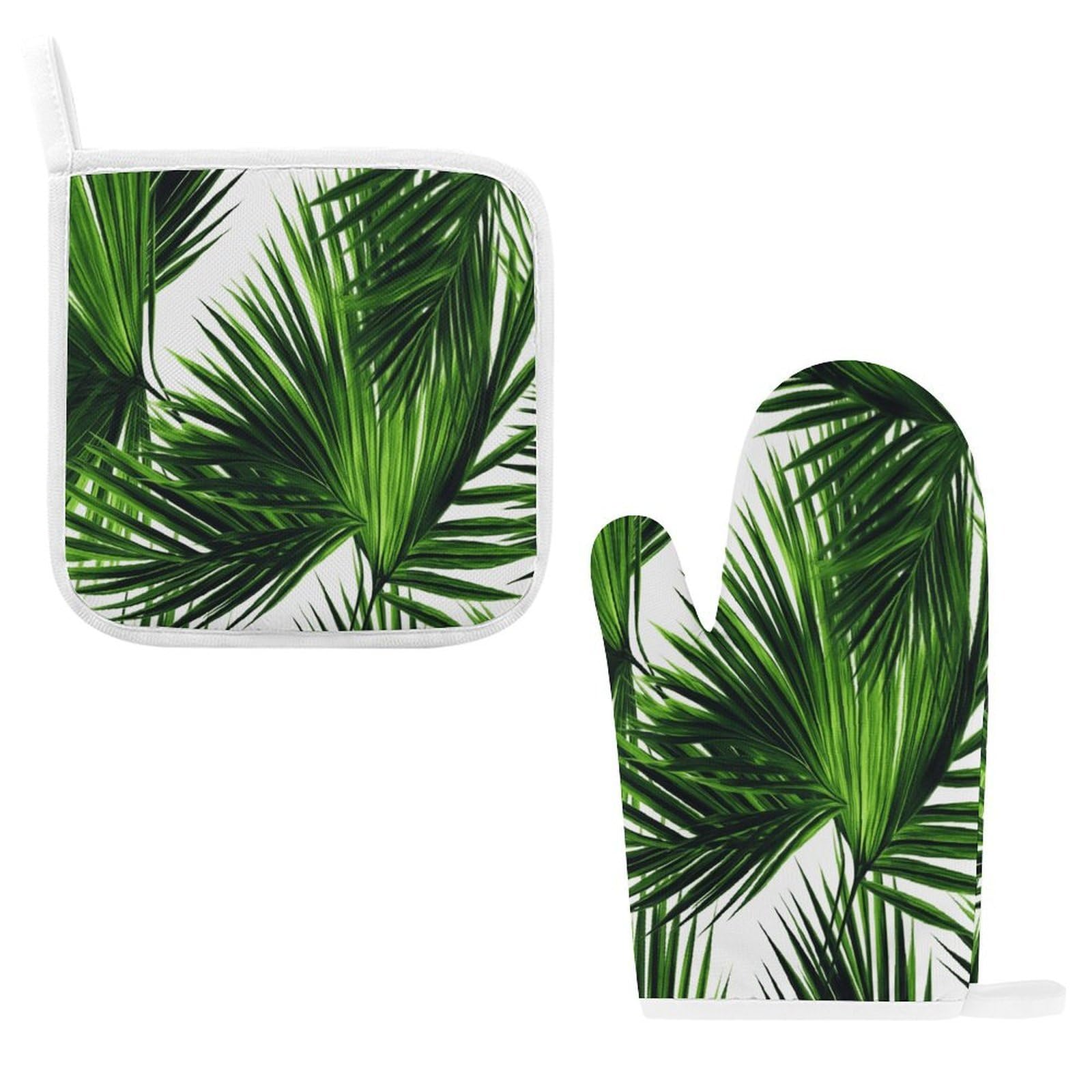 Fodpand Style Palm Tree Green Leaves Oven Mitts And Pot Holders Sets