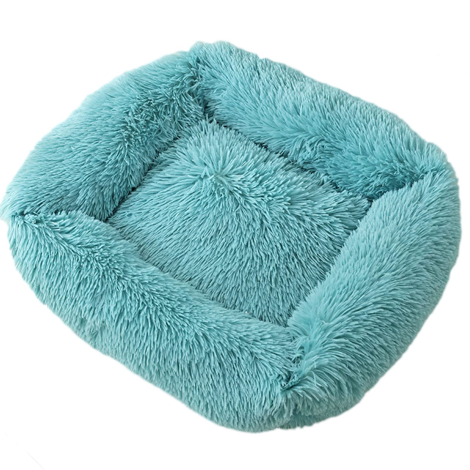 Zoomlie calming dog bed large washable cuddler bed fluffy plush warm comfy pet bed rectangular cat bed soft deep sleep dog bed for small medium large dogs cats (XXL(110 * 90 * 18cm),Blue 2)