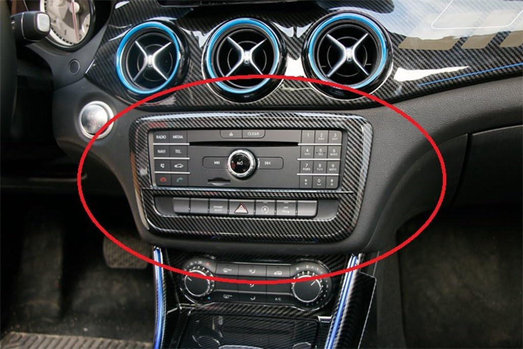 New Decorative CD Control Cover 1PC (Only for 7 Button) for Mercedes Benz CLA C117 2013-2018 CLA180 CLA200 CLA220 CLA250 (Black+Red)