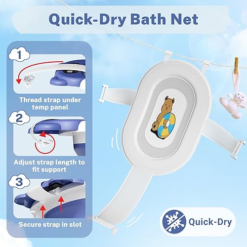 Vista 23 de AVIDOR Bañera para bebé, bañera plegable para recién nacidos a niños pequeños, bañera esencial duradera, bañera portátil de viaje con cojín suave