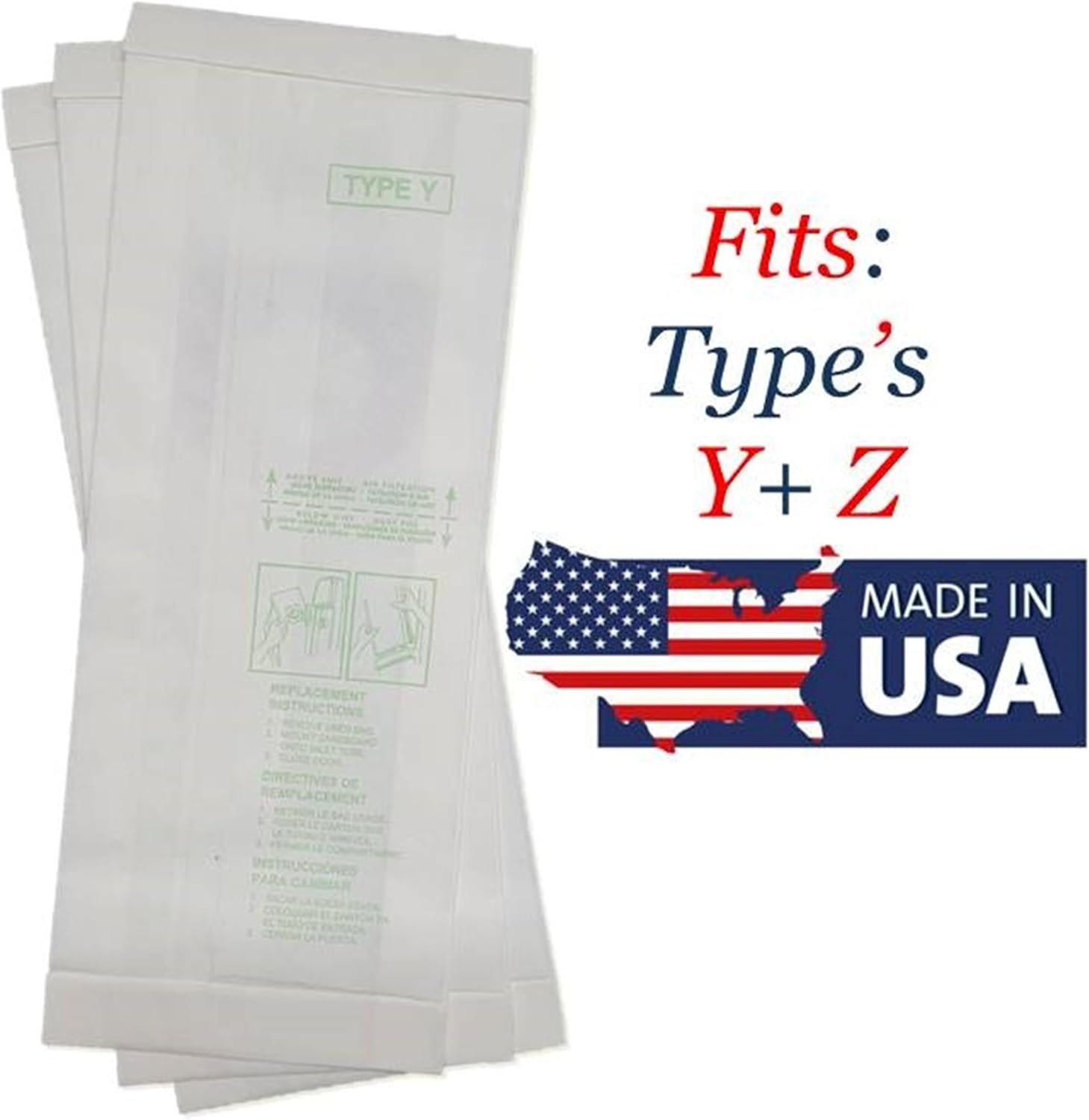12 Type Y Paper Bags For Hoover Windtunnel, Tempo, Power Drive, Dimension, Dirt Finder, Autodrive, Select Turbopower, Powermax, Breathe Easy Caddy Vac Upright Vacuum Cleaner. Fits Type Z Made in USA