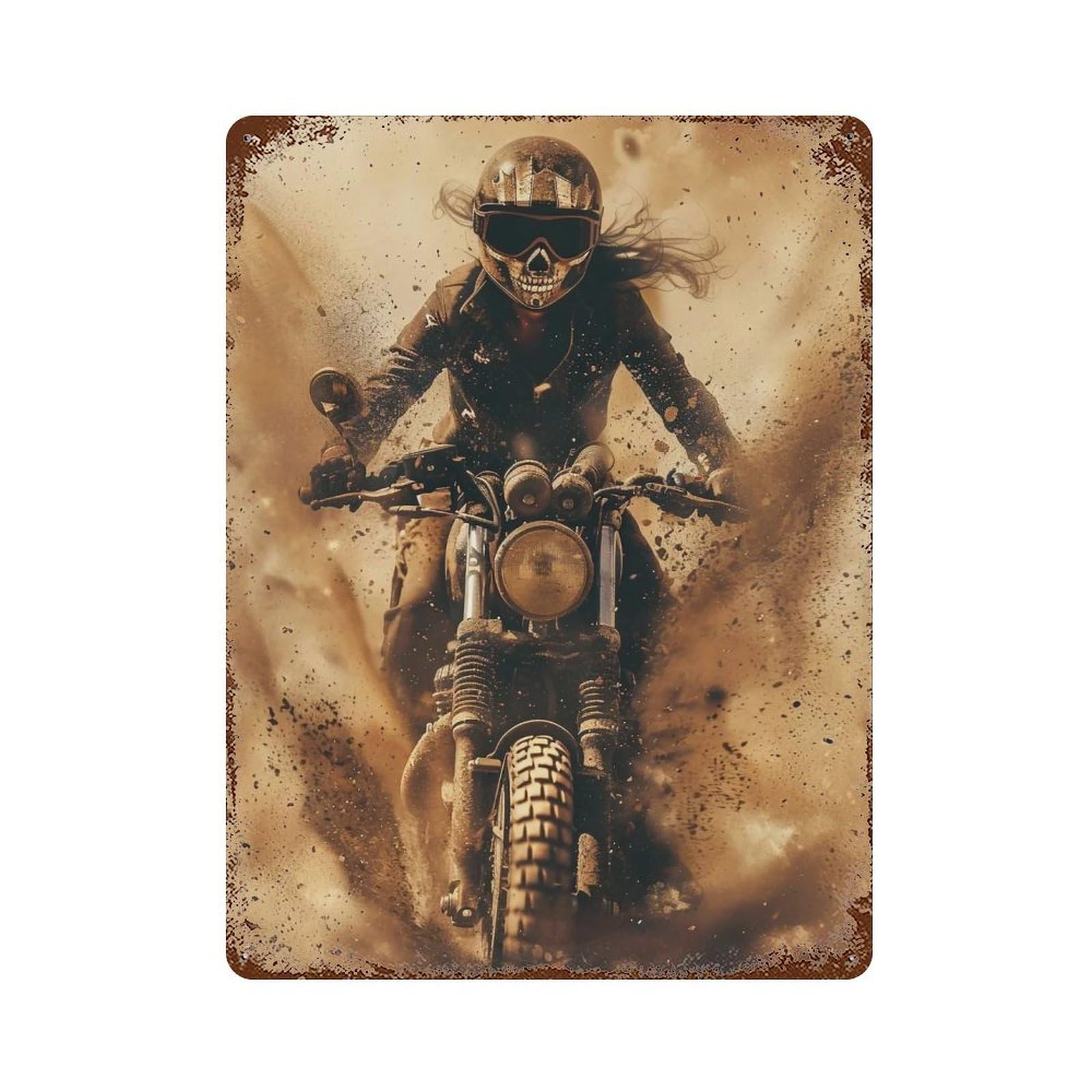 FHUYEURHRY Post Apocalyptic Desert Biker 01 Wall Decor Retro Iron Vintage Art Metal Tin Sign Poster Modern Home Cofffee Club Art Bar Shop Decorations Style 40x30cm