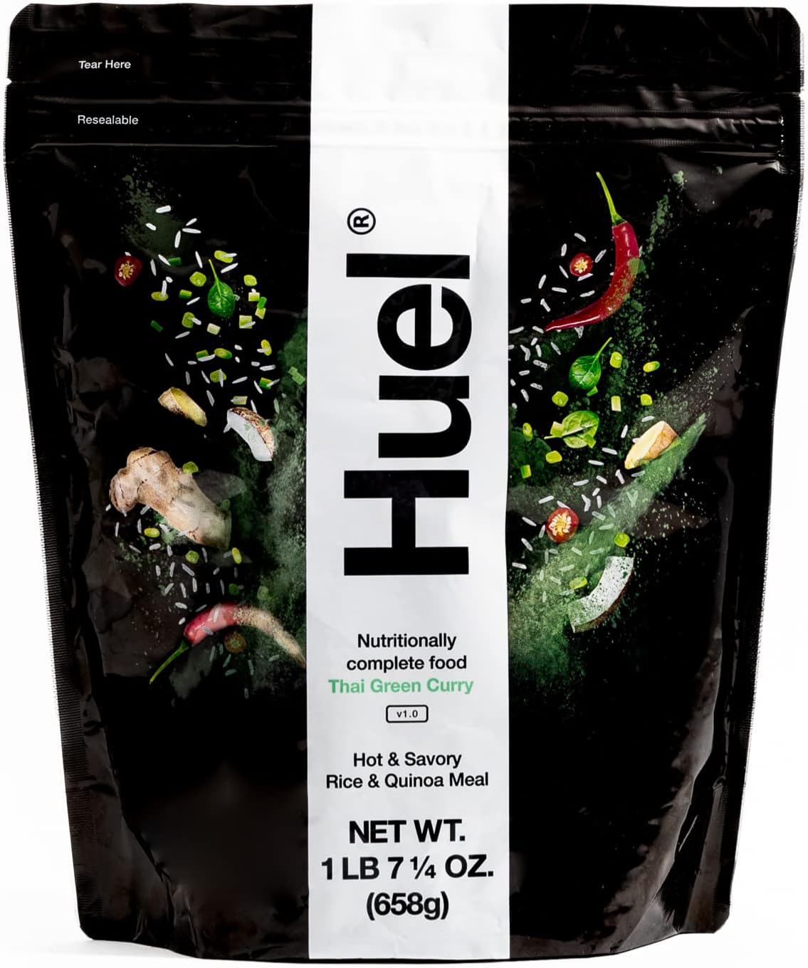 Hot and Savory Instant Meal Replacement - Thai Green Curry - 14 Scoops Packed with 100% Nutritionally Complete Food, Including 20g of Protein, 10g of Fiber, and 27 Vitamins and Minerals