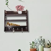 YESMOM YOVA Interior Storage Rack Wall Mounted Storage Shelf with Hooks Wall Shelves (Standard)-PACK OF 1. (WENGE)