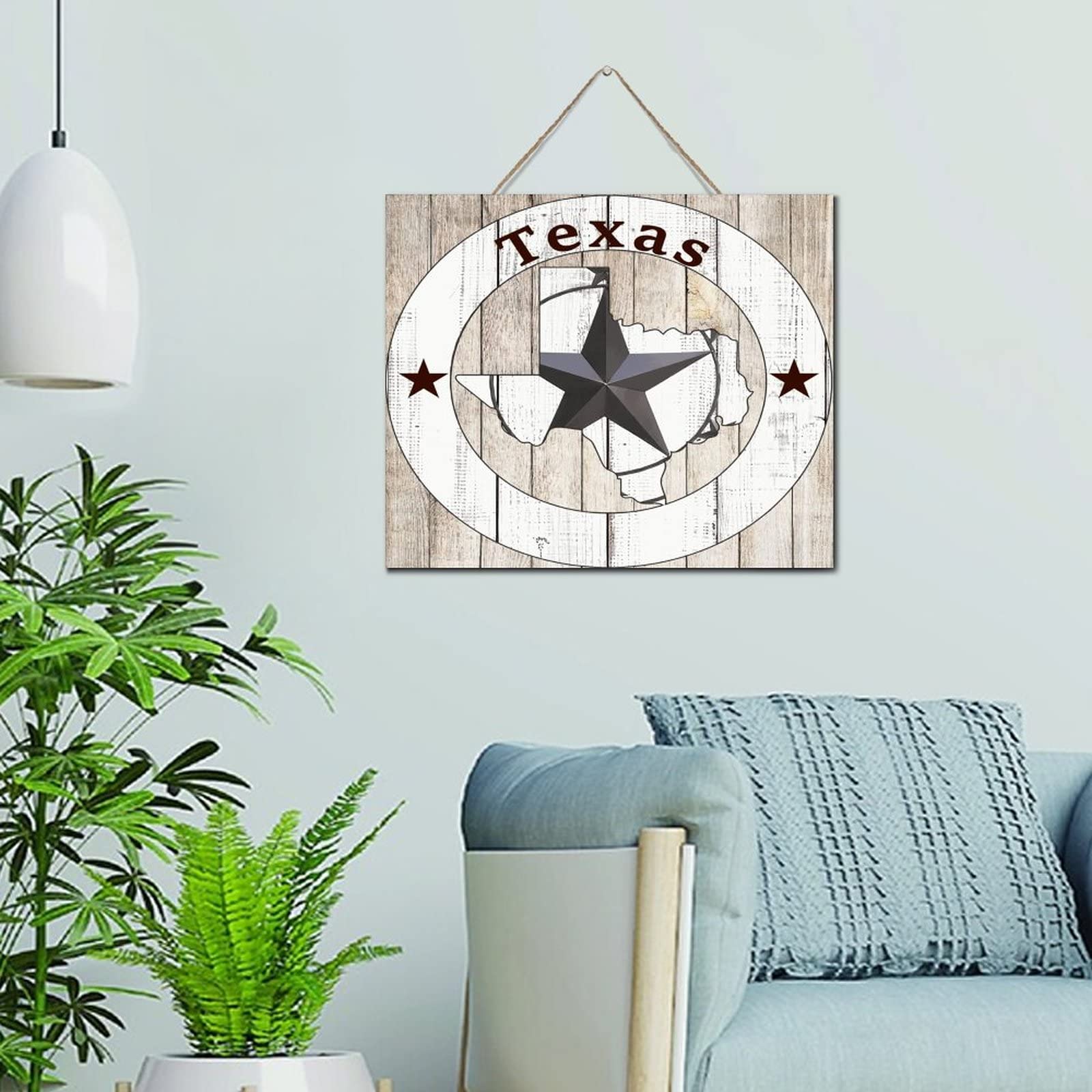 Décoration murale moderne en bois Texas carte peinte avec dictons - 6