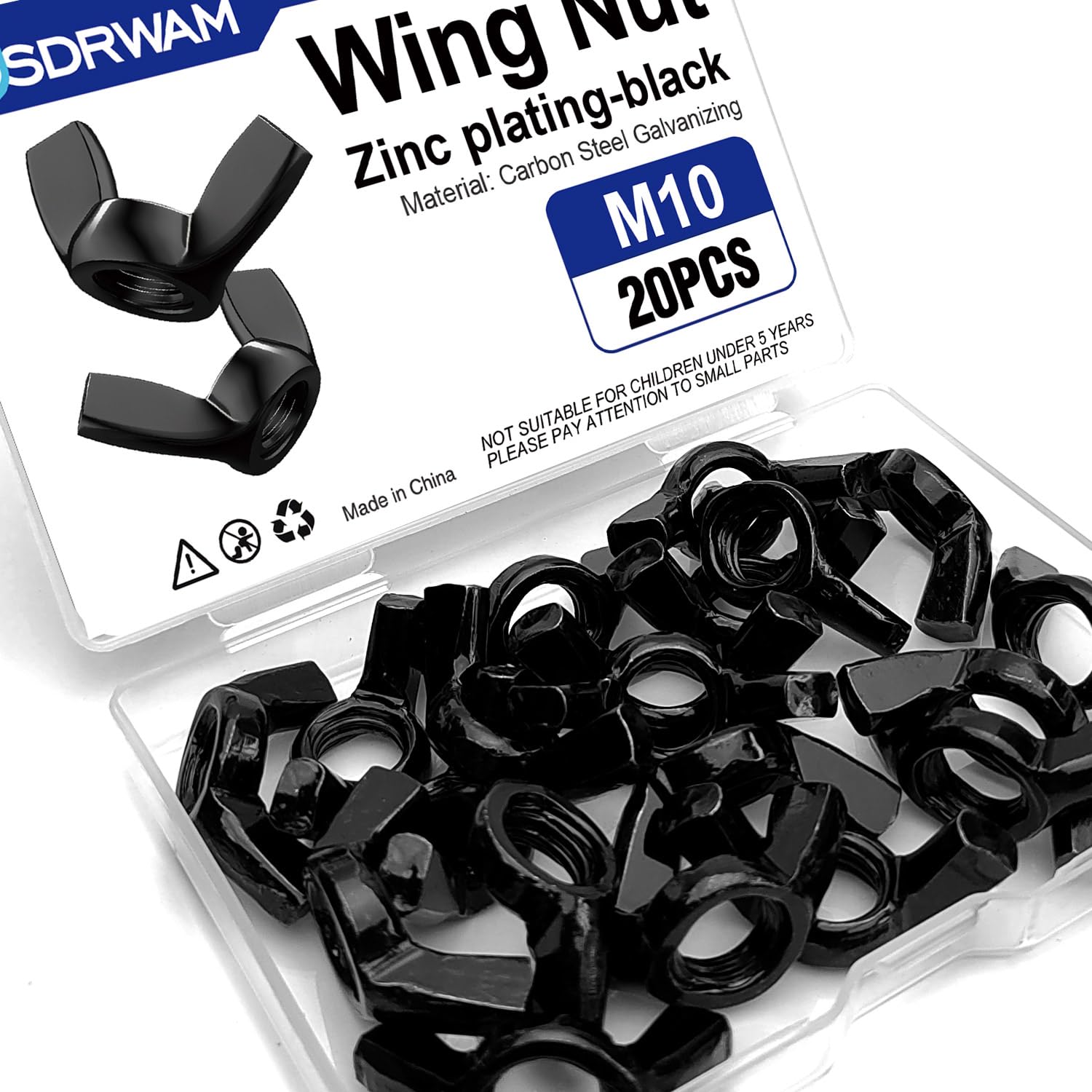28PCS M6 Metric Wing Nuts, Black Zinc Plated Butterfly Nuts