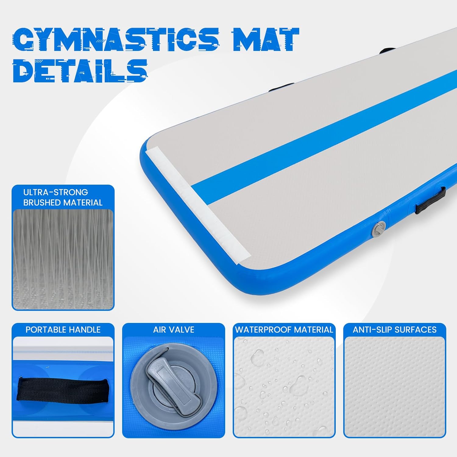 Tuxedo Sailor Inflatable Gymnastics Tumbling Mat Tumble Track Thickness Floor Mat With Electric Air Pump for Gymnastics/Training/Home/Cheerleading/Water/Gym/Yoga