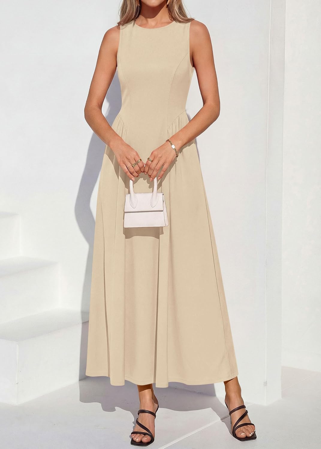 KIRUNDO Summer Semi Formal Wedding Guest Sleeveless Maxi Dress for Women 2026 Elegant Boat Neck Flowy A line Long Sundress - Image 3