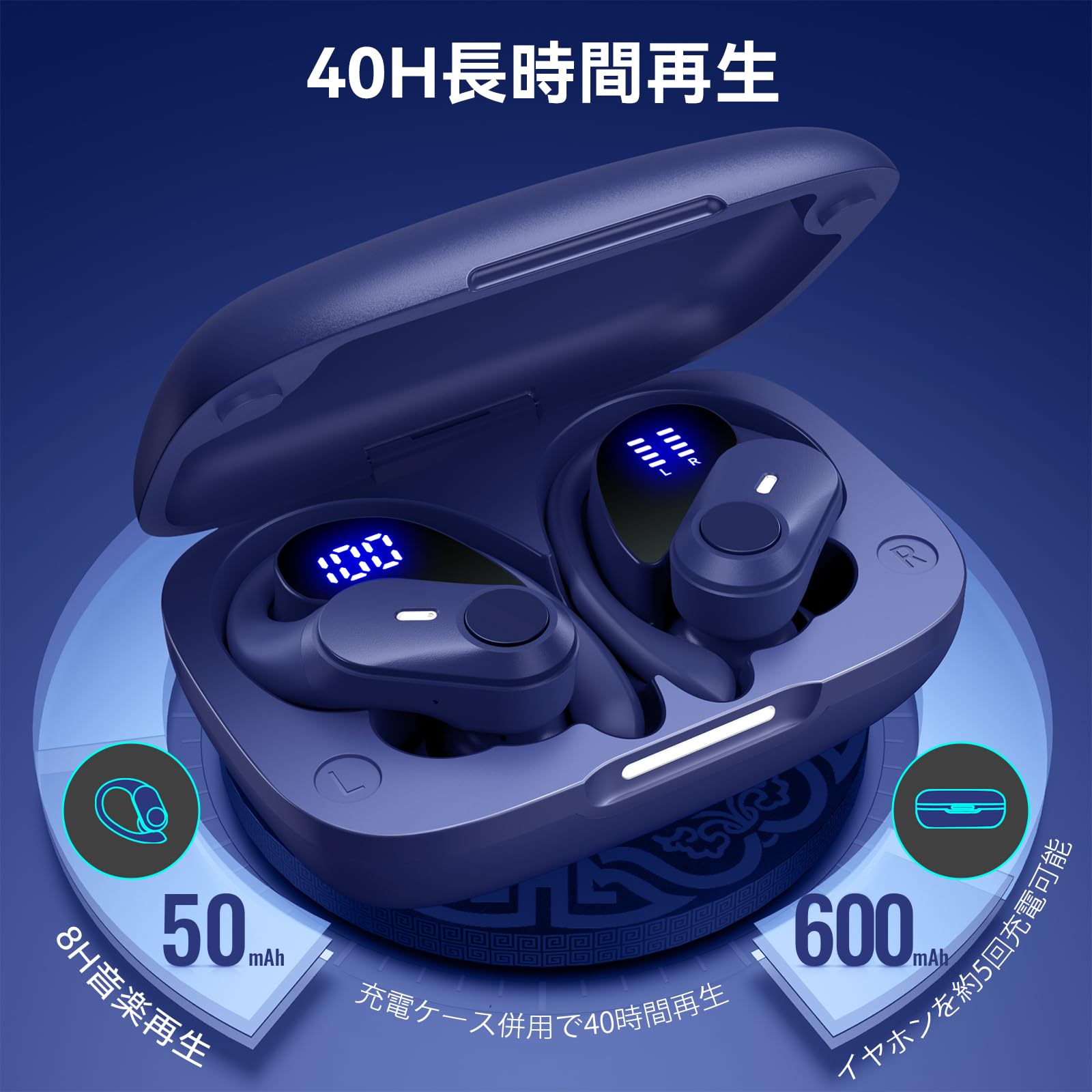 Amazon.co.jp: イヤホン bluetooth ワイヤレスイヤホン 耳掛け式 ぶ