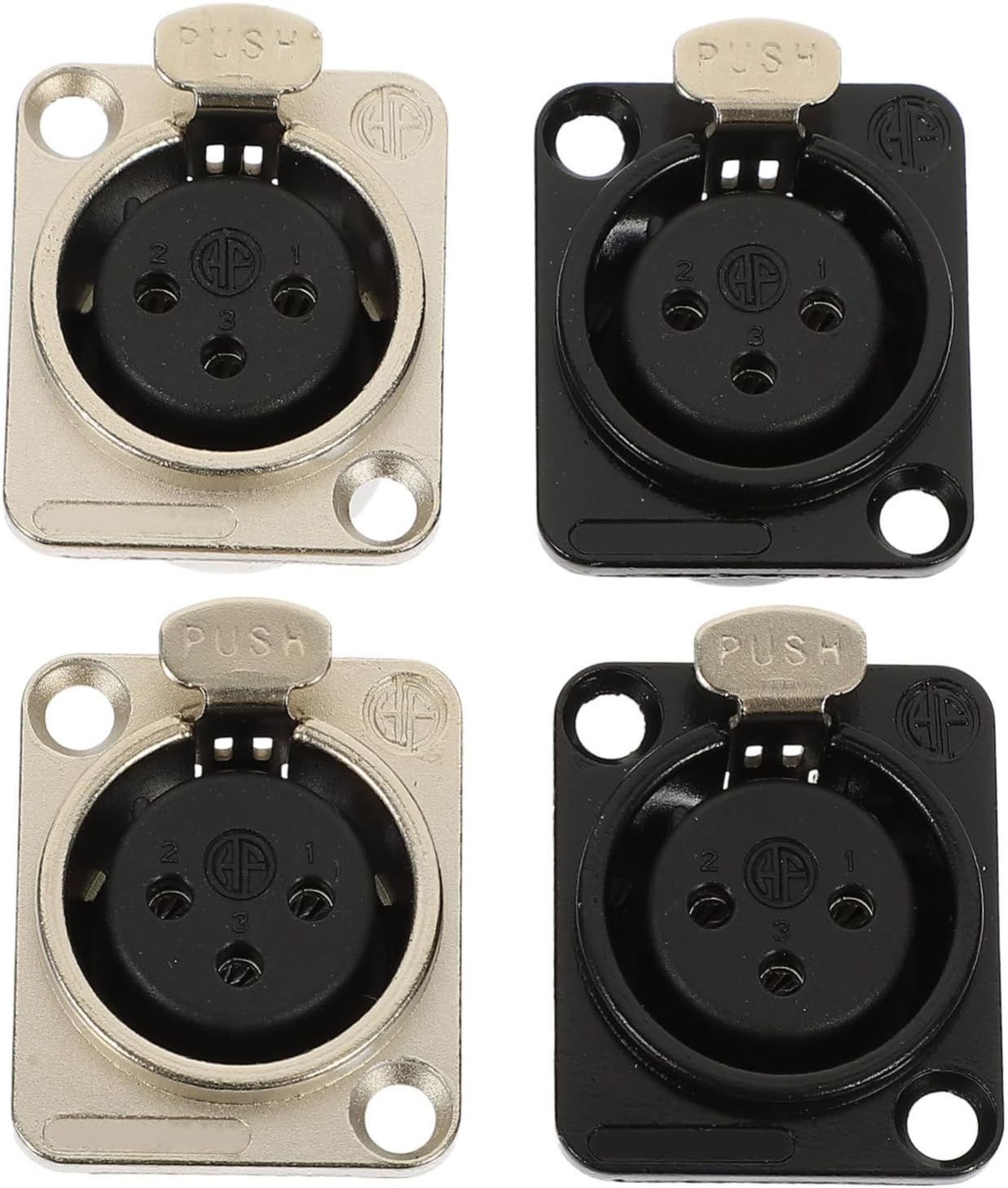 4pcs XLR Female Pin Panel Sockets for Microphone and Speaker Connections Chassis Connectors Compact Design for Electronics and Amplifiers